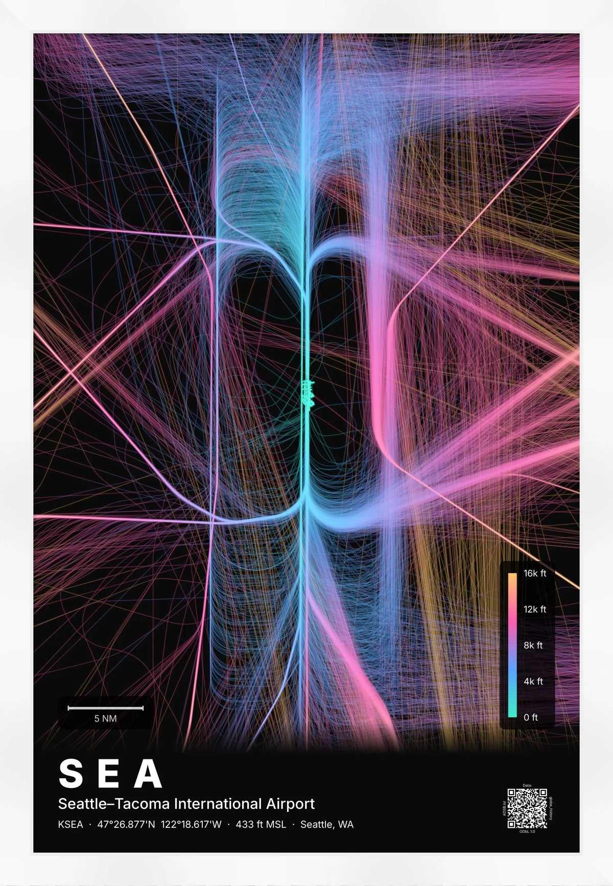 SEA flight path map — Aurora theme · Dark [material:framed_white]