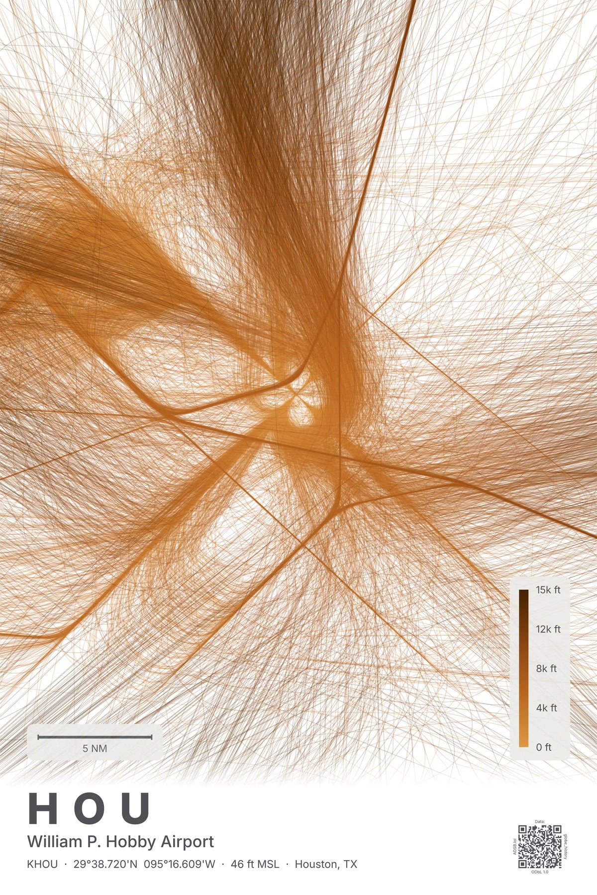 HOU flight path print — Solana theme · Light