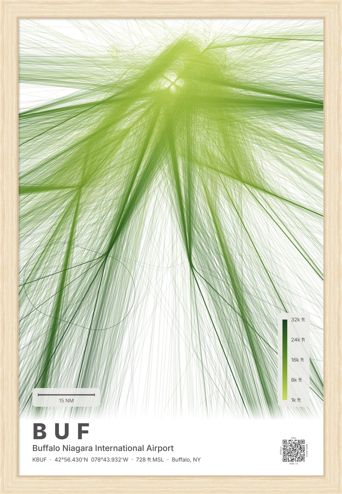 BUF flight path print — Citrus theme · Light [material:framed_natural]