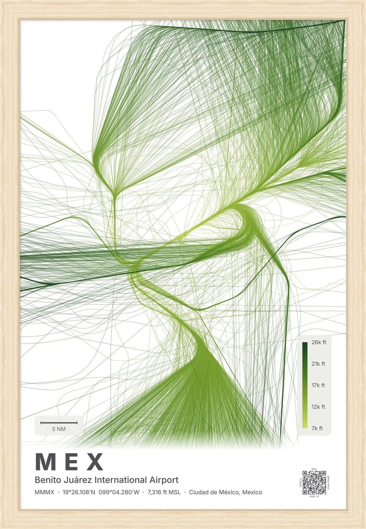 MEX flight path map — Citrus theme · Light [material:framed_natural]