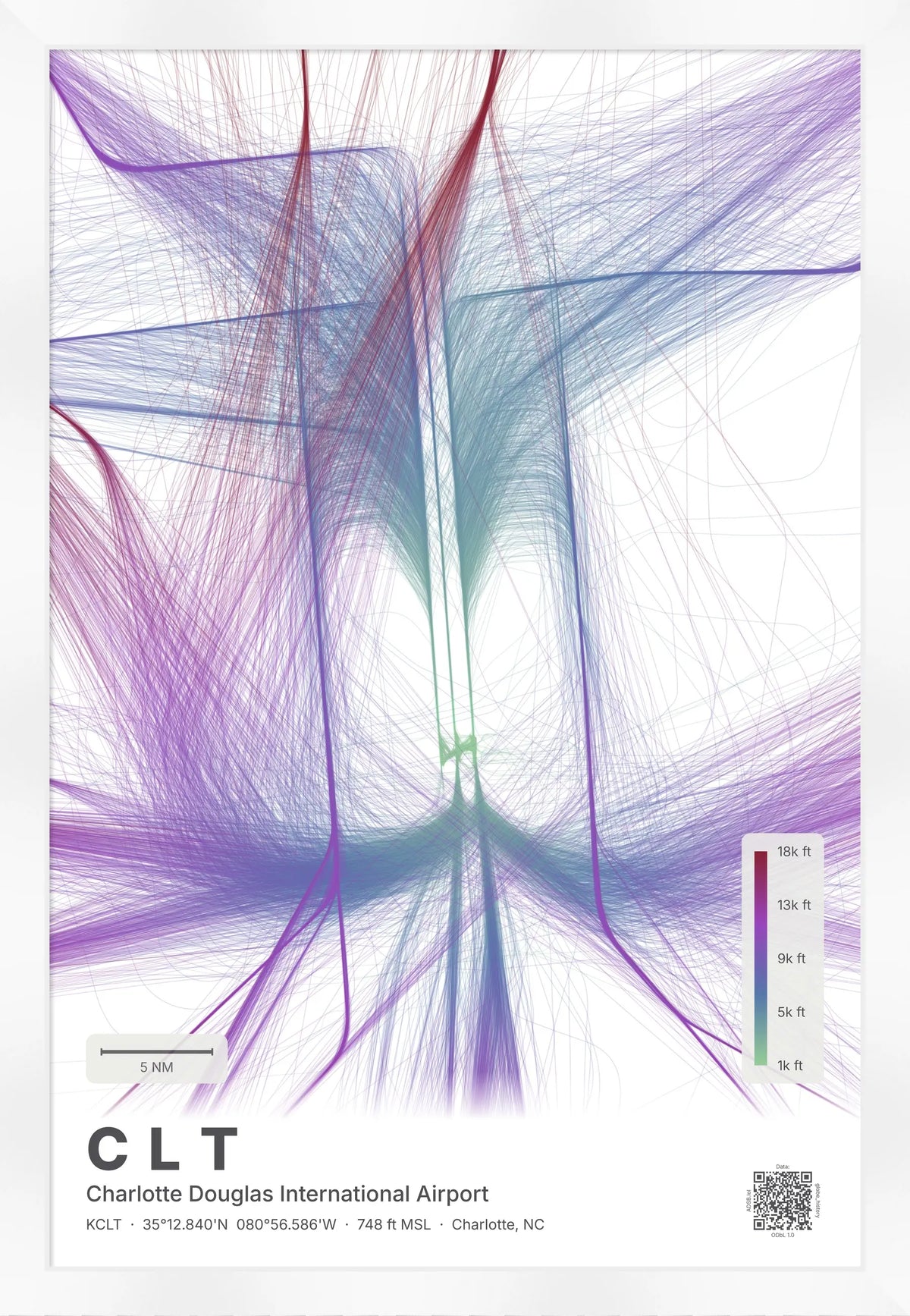 CLT flight path map — Prism theme · Light [material:framed_white]