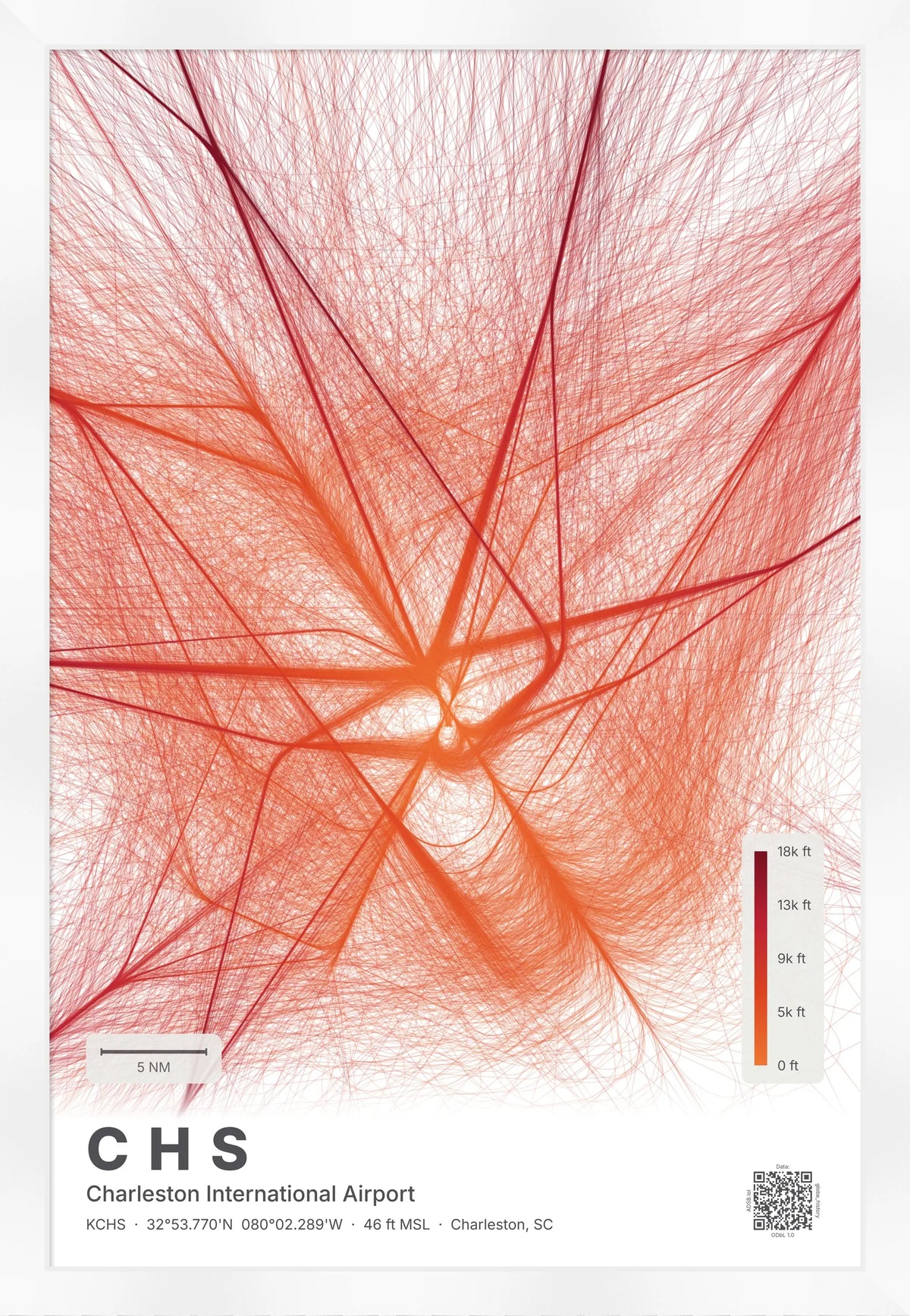 CHS flight path print — Inferno theme · Light [material:framed_white]