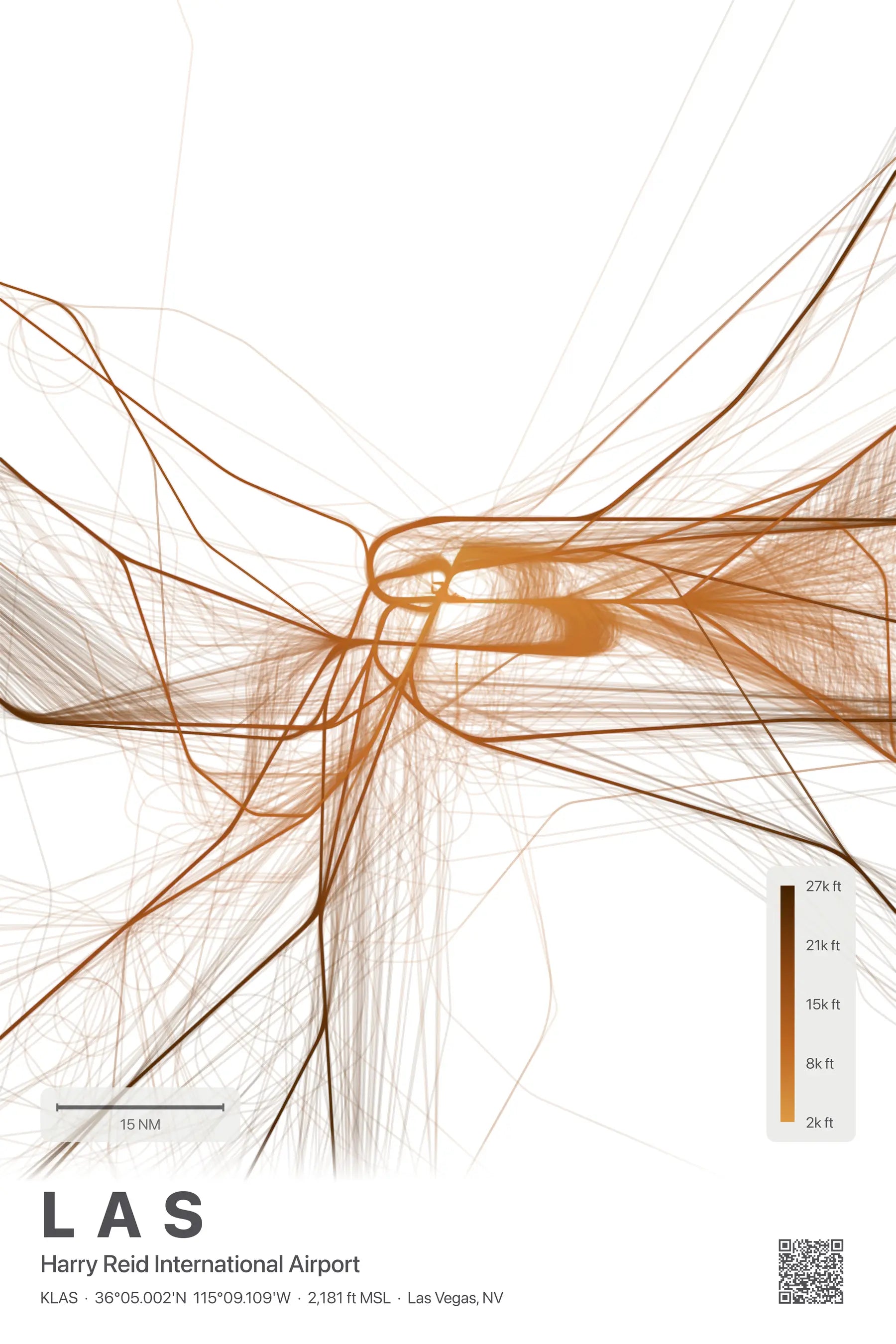 LAS flight path print — Solana theme · Light