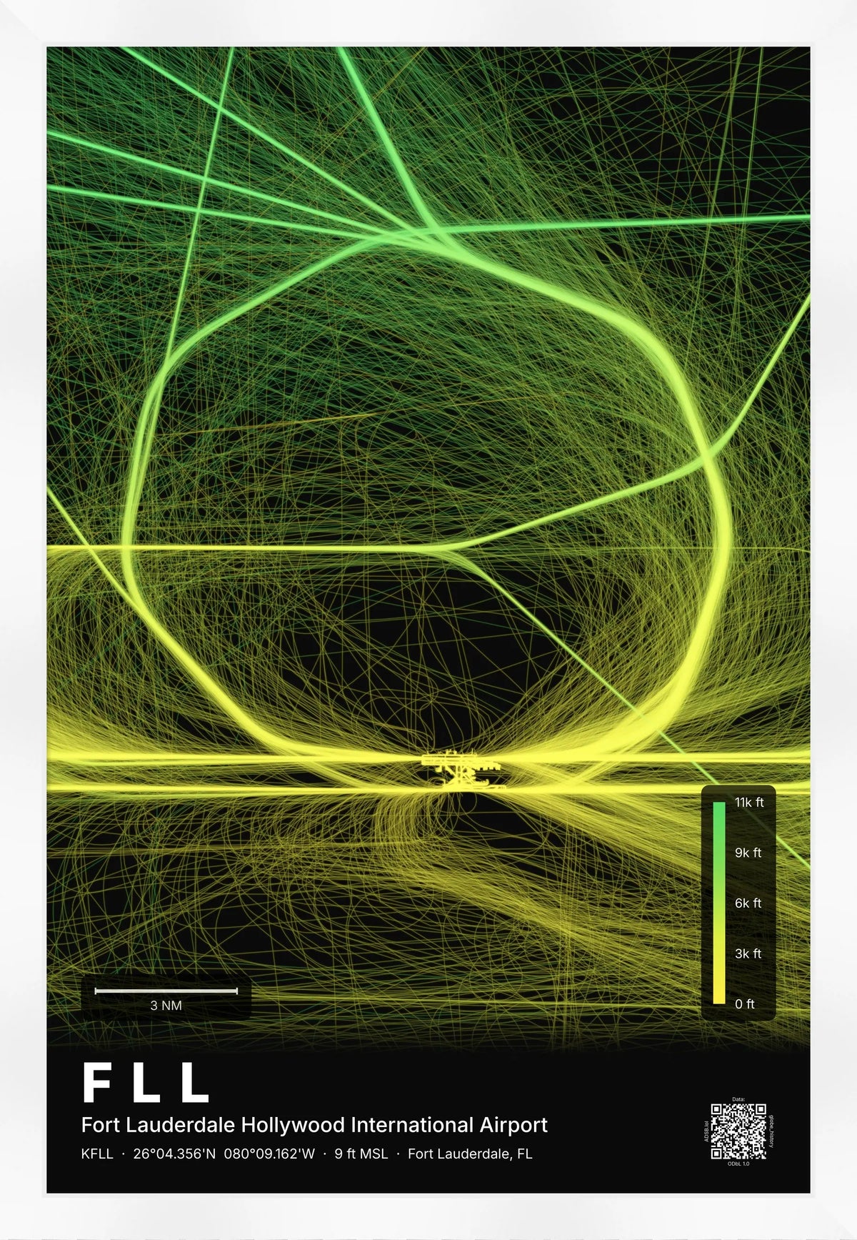 FLL flight path map — Citrus theme · Dark [material:framed_white]