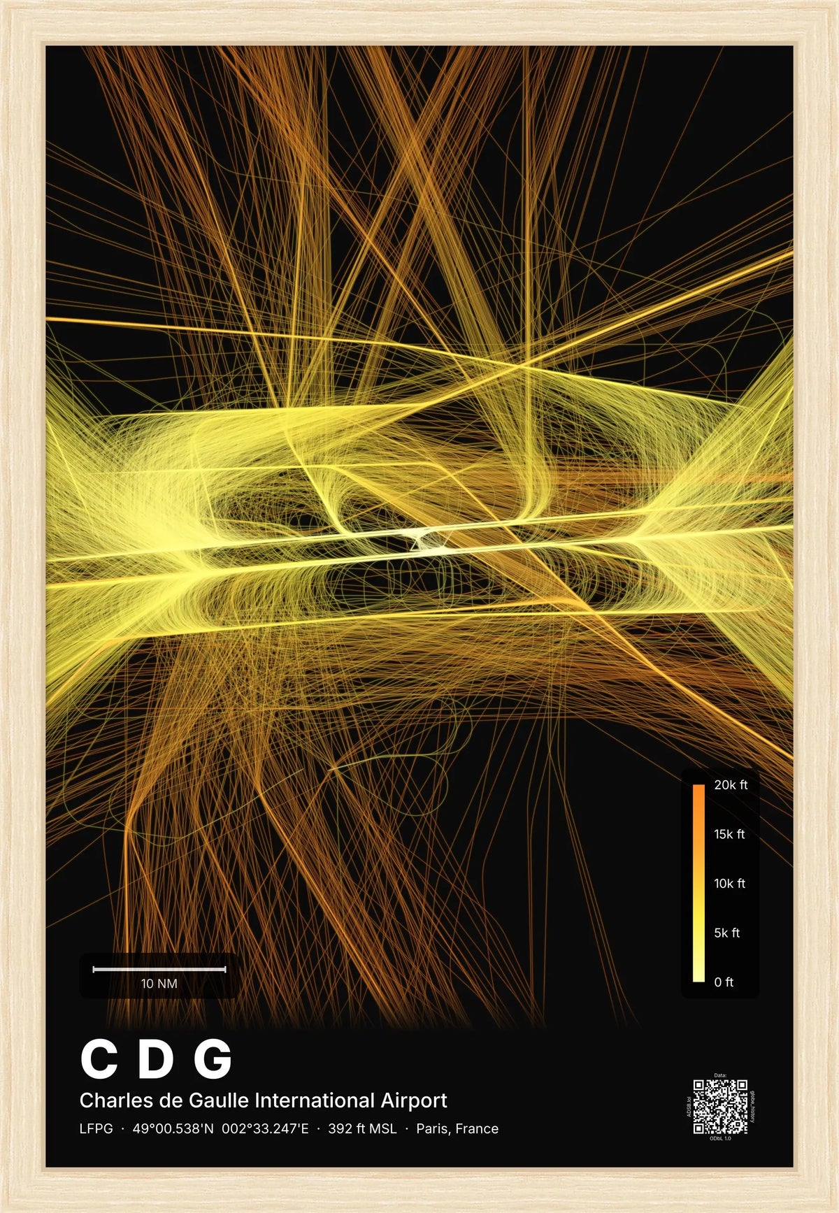 CDG flight path map — Solana theme · Dark [material:framed_natural]