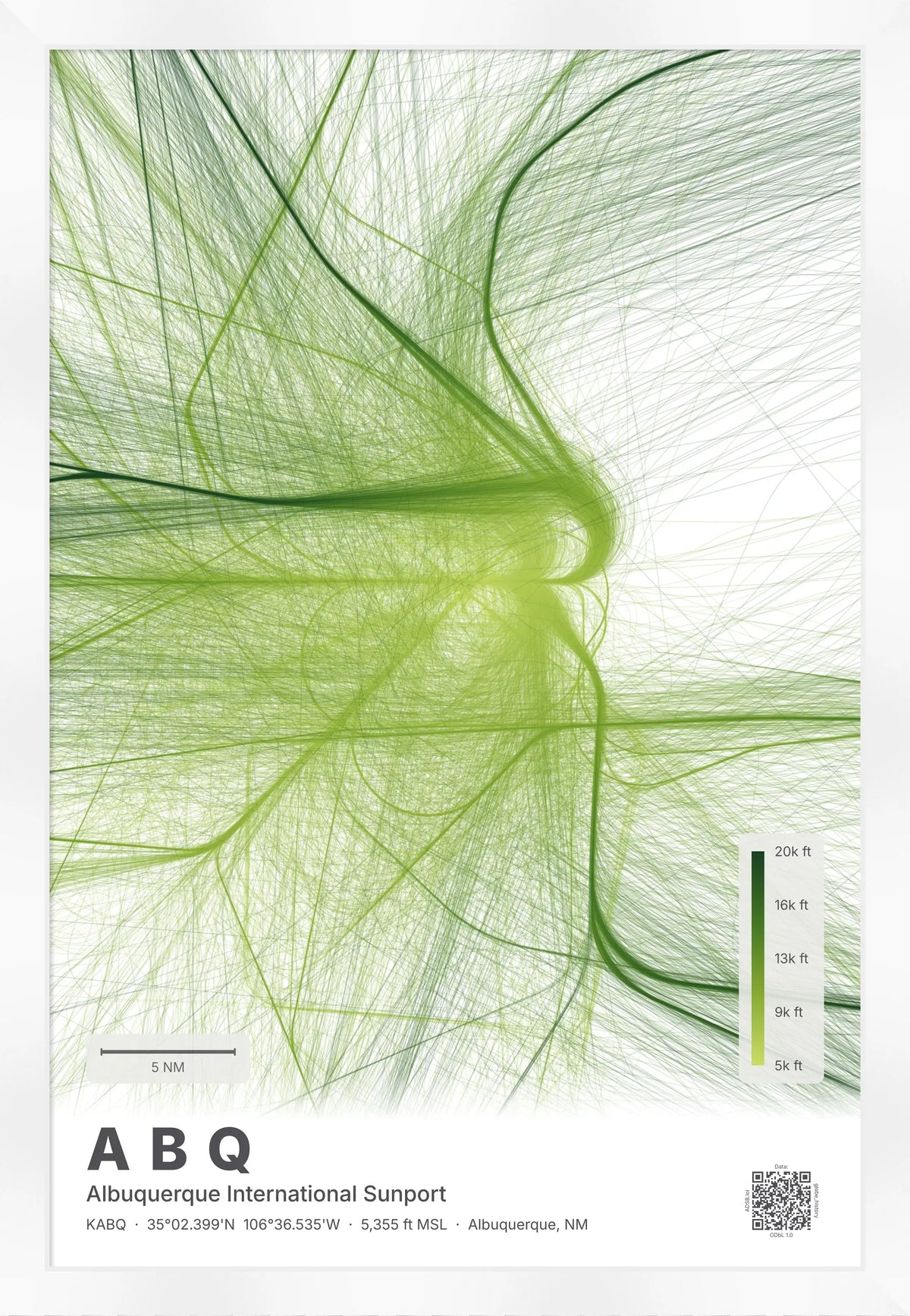 ABQ flight path map — Citrus theme · Light [material:framed_white]