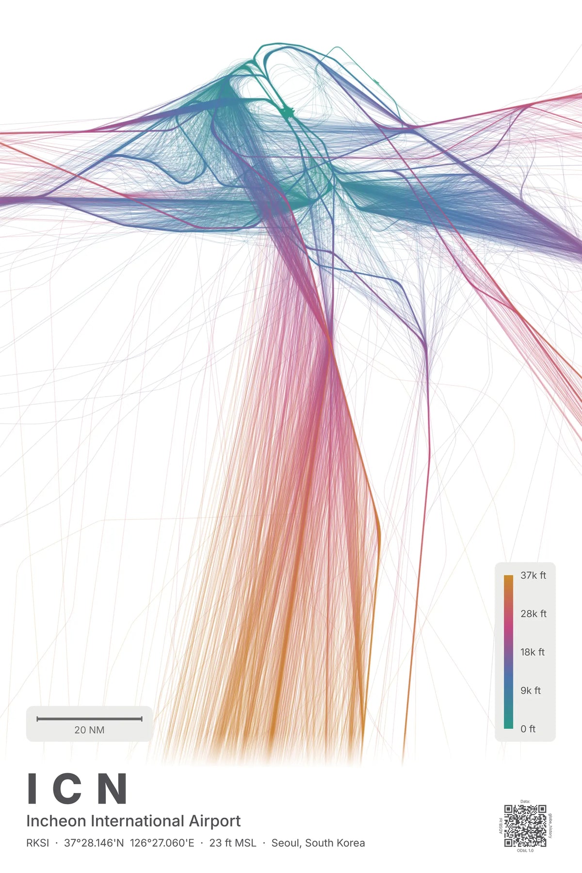 ICN flight path map — Aurora theme · Light