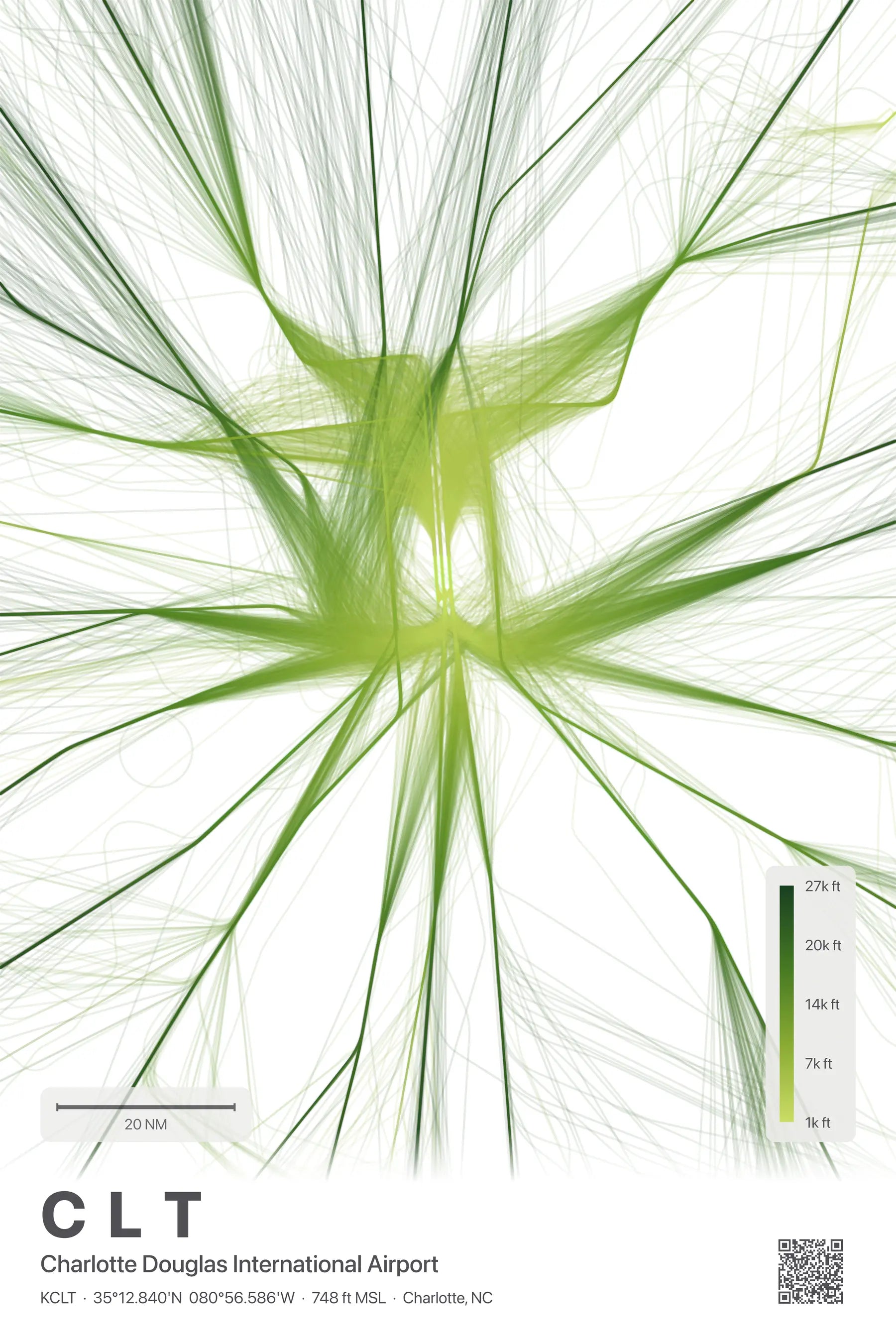 CLT flight path print — Citrus theme · Light