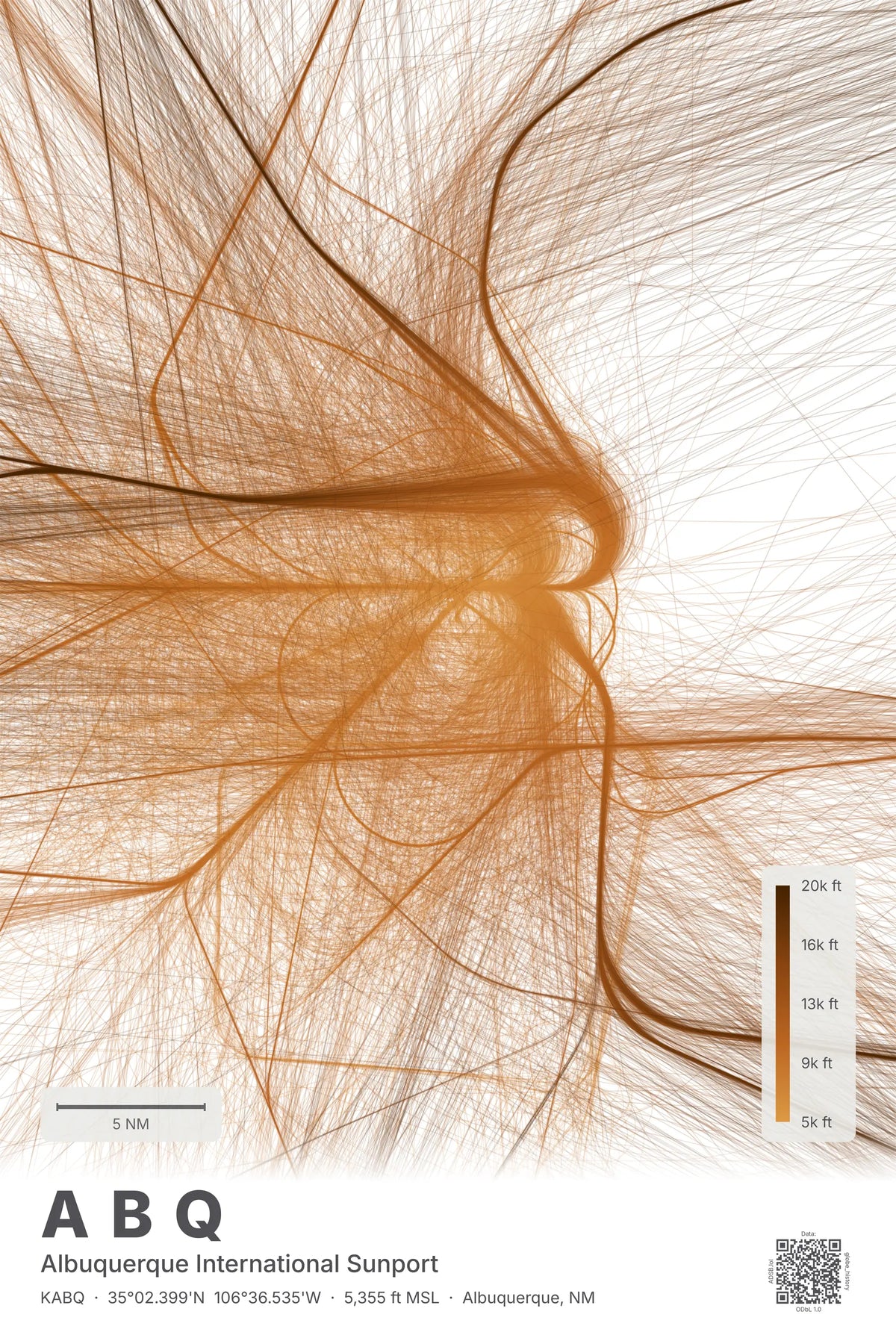 ABQ flight path map — Solana theme · Light