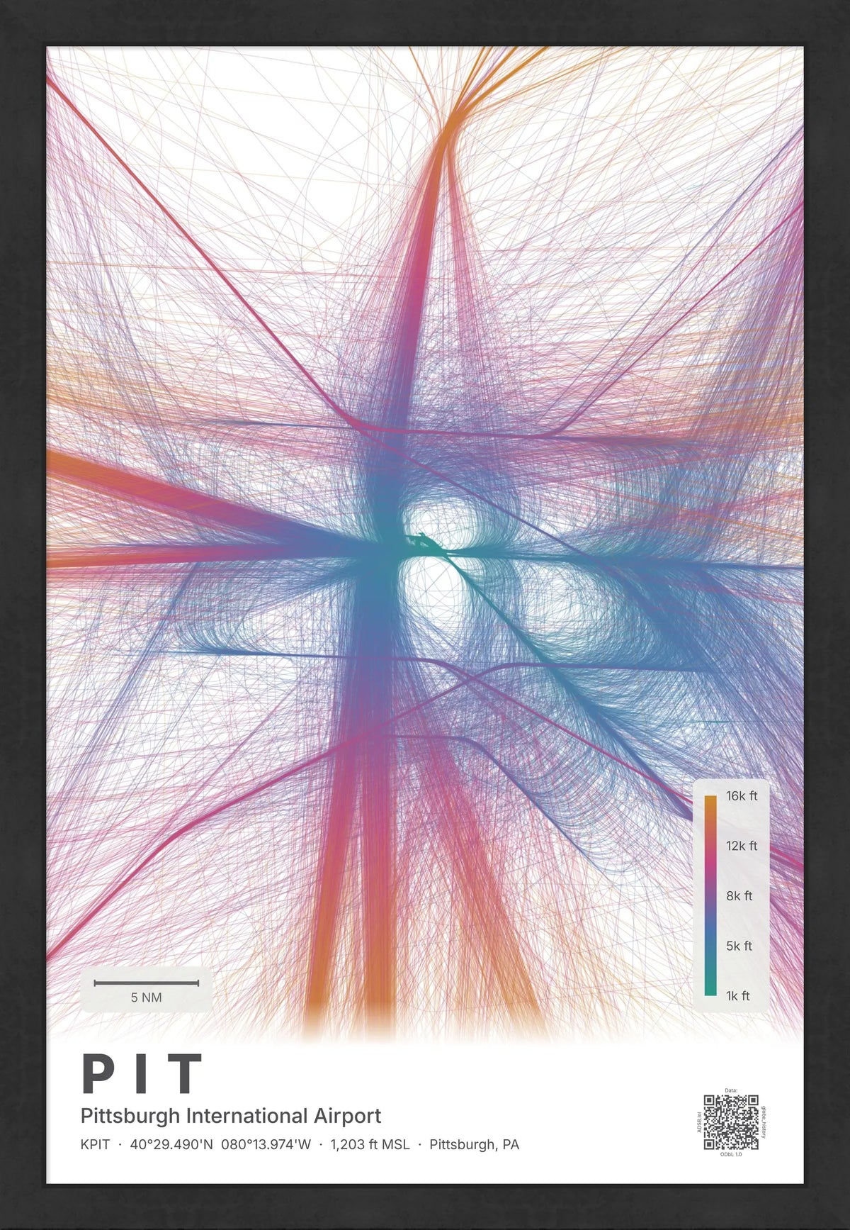 PIT flight path print — Aurora theme · Light [material:framed_black]