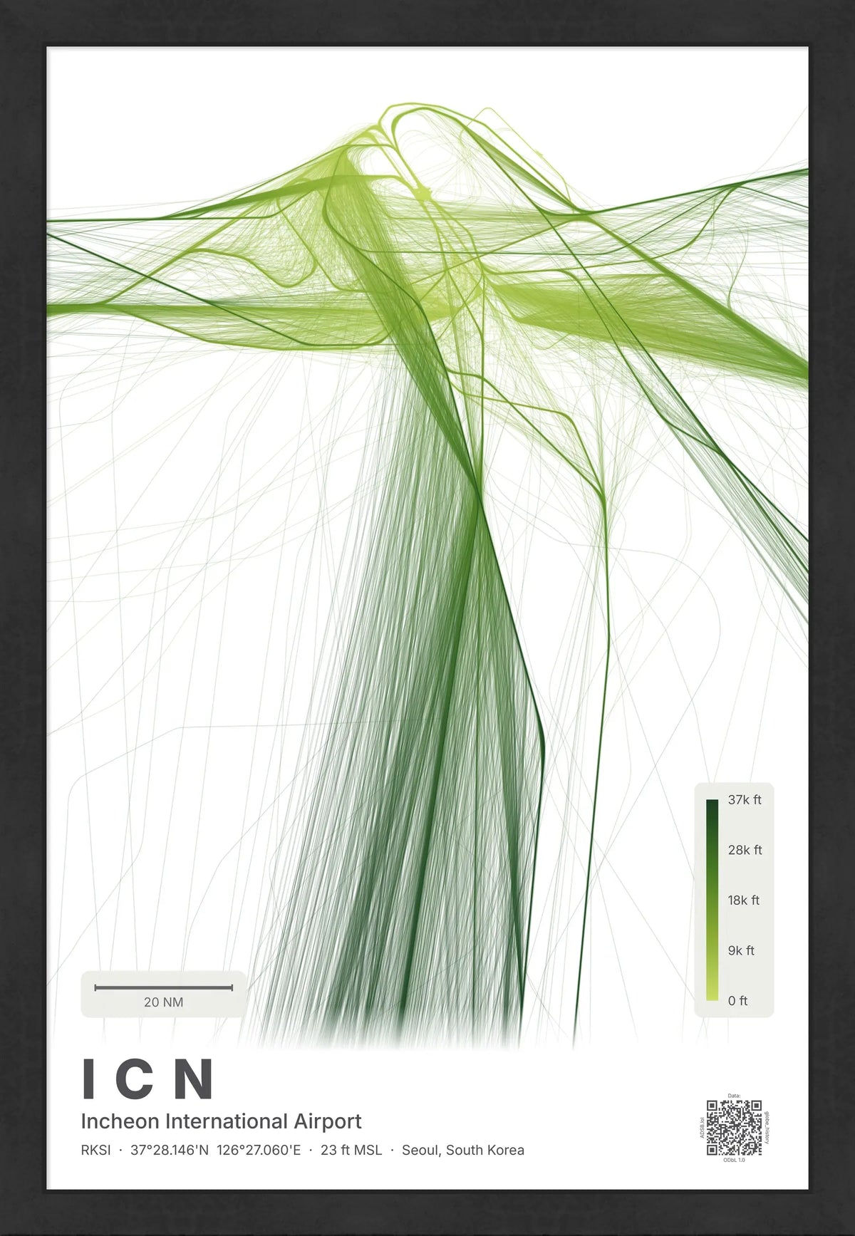 ICN flight path map — Citrus theme · Light [material:framed_black]