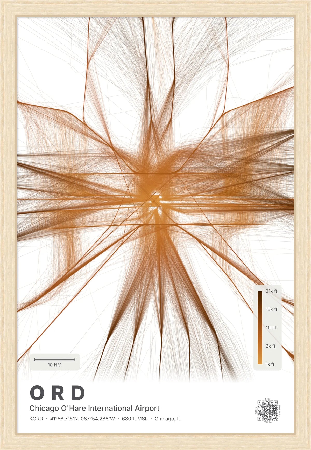 ORD flight path map — Solana theme · Light [material:framed_natural]