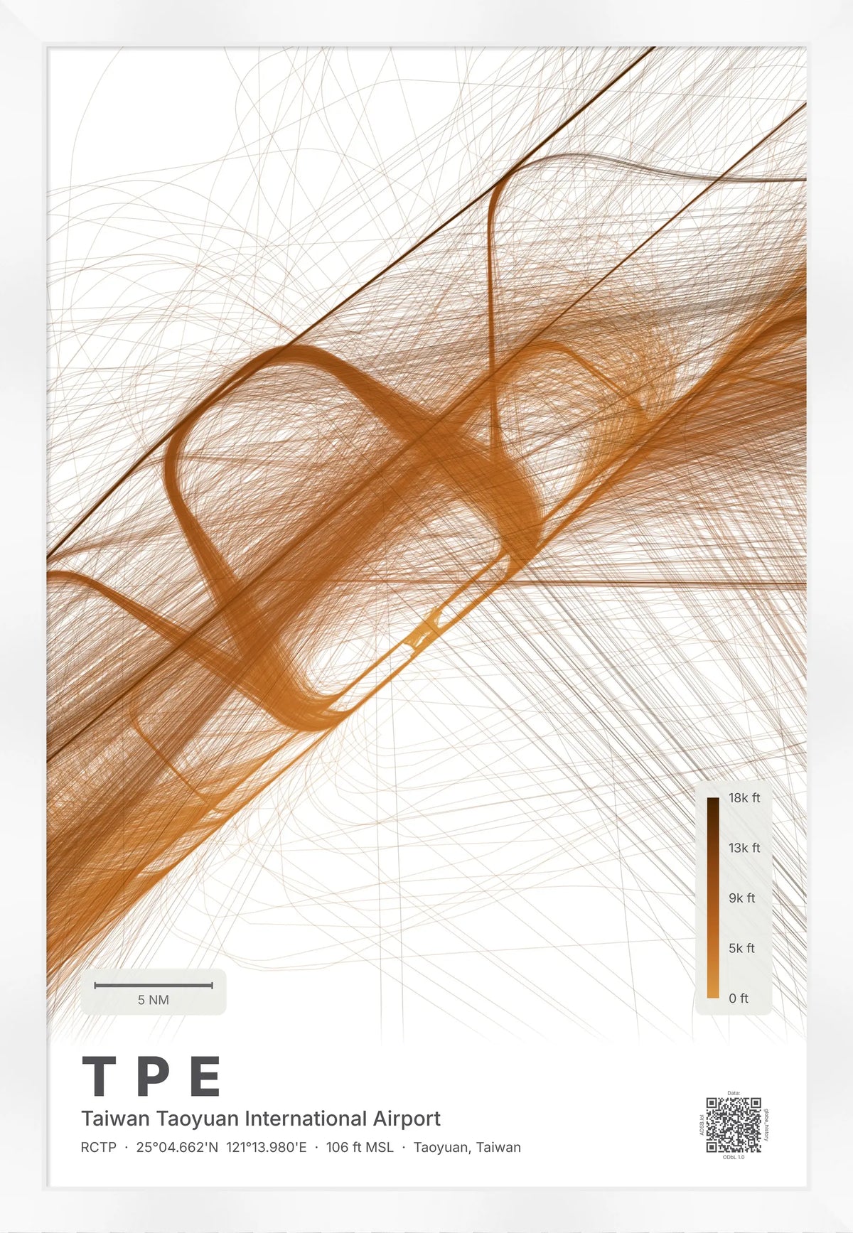 TPE flight path map — Solana theme · Light [material:framed_white]