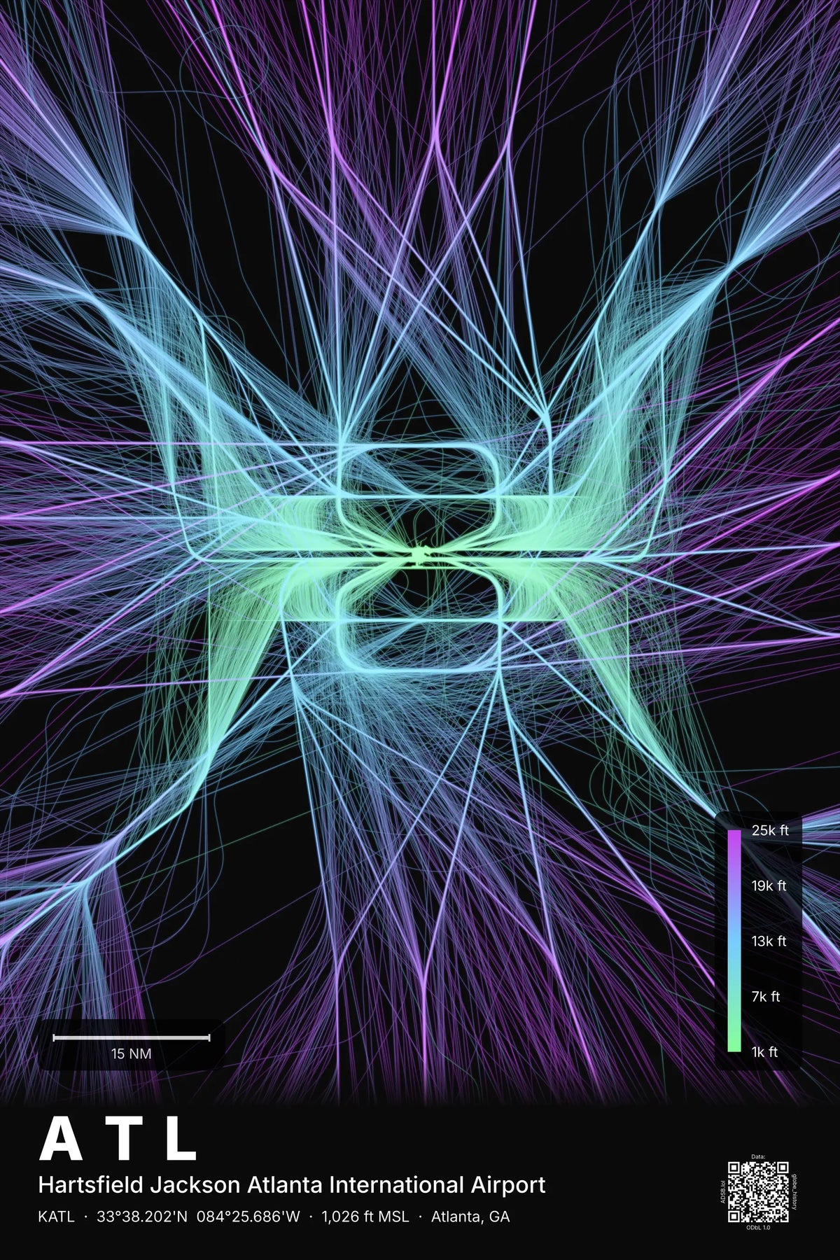 ATL flight path print — Prism theme · Dark