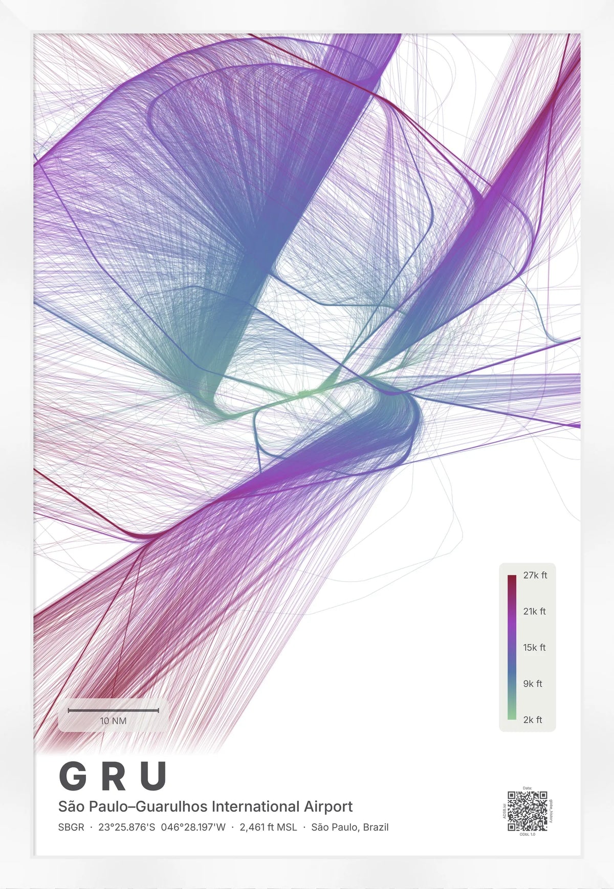 GRU flight path map — Prism theme · Light [material:framed_white]