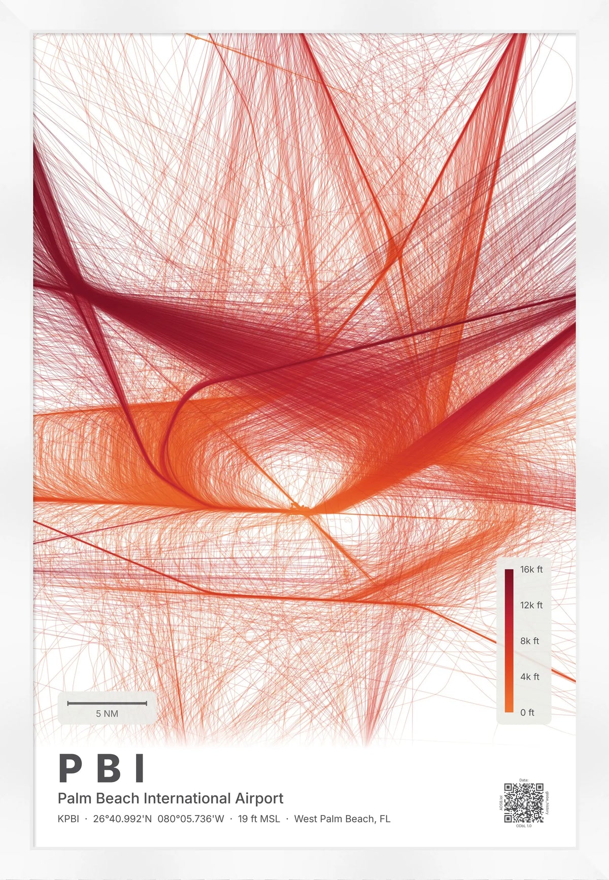 PBI flight path print — Inferno theme · Light [material:framed_white]