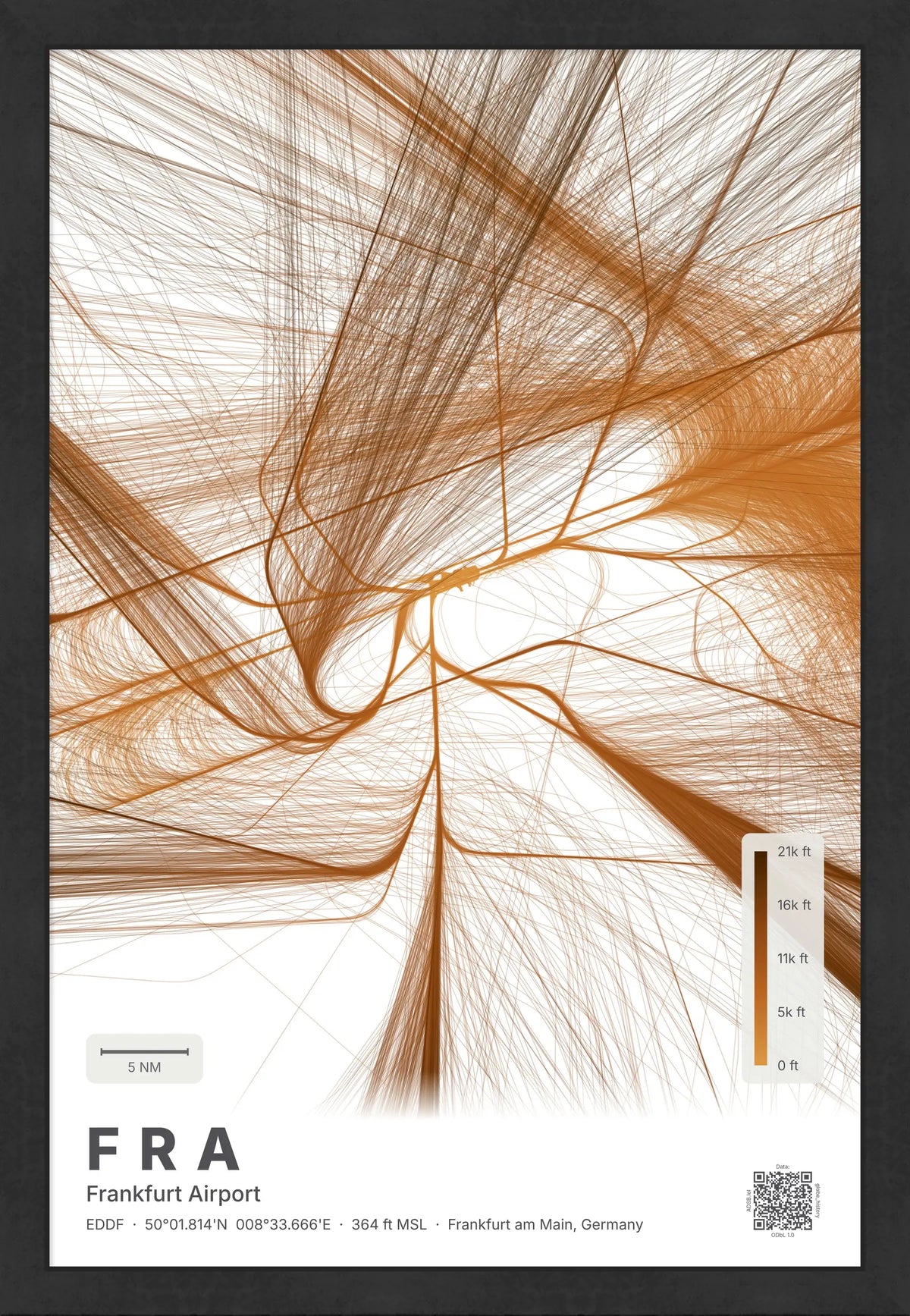 FRA flight path map — Solana theme · Light [material:framed_black]