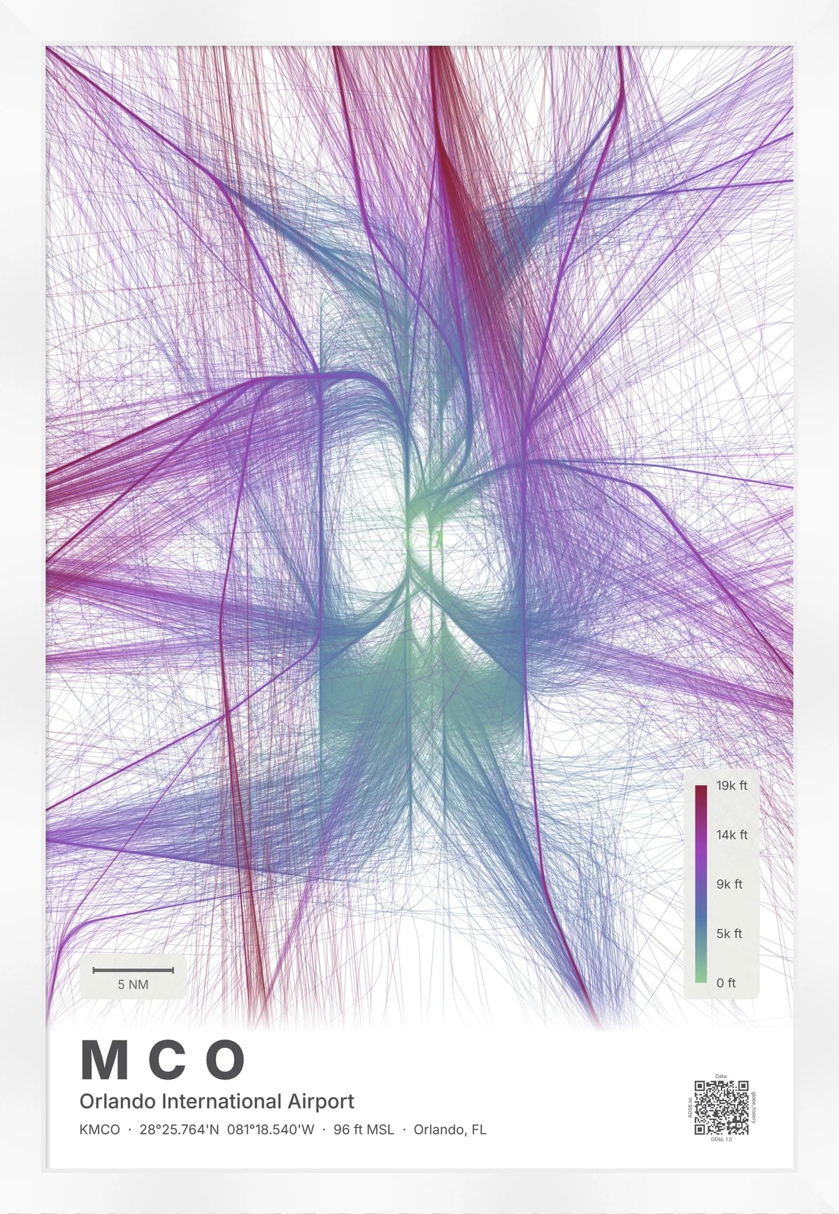 MCO flight path map — Prism theme · Light [material:framed_white]