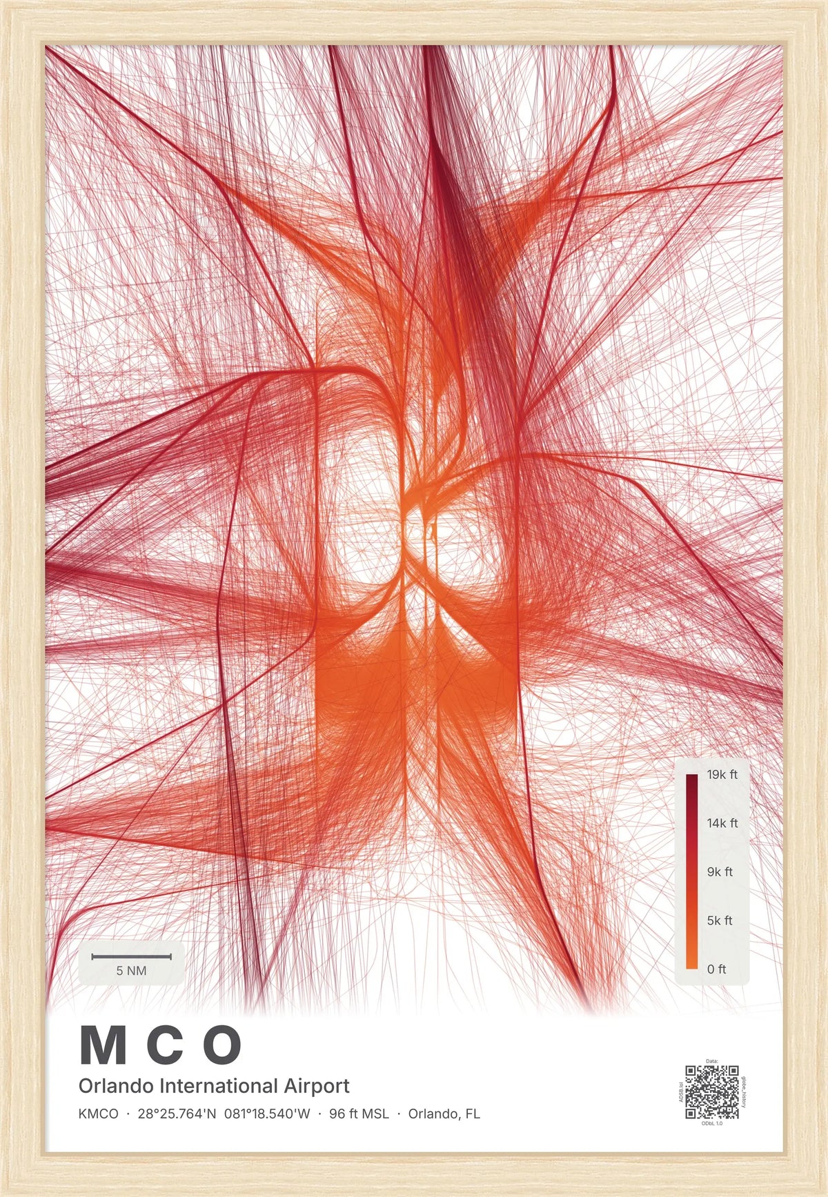 MCO flight path map — Inferno theme · Light [material:framed_natural]