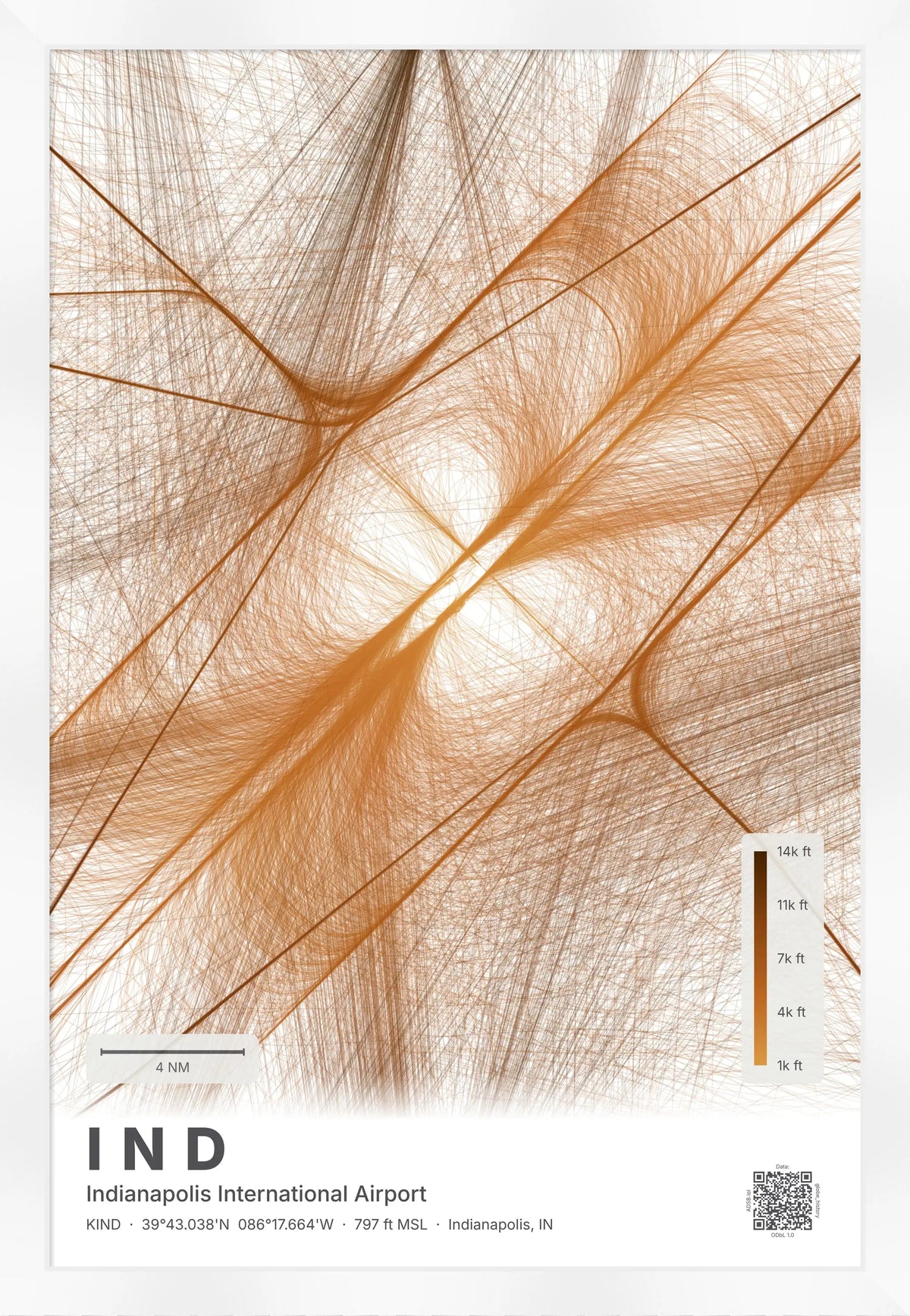 IND flight path print — Solana theme · Light [material:framed_white]