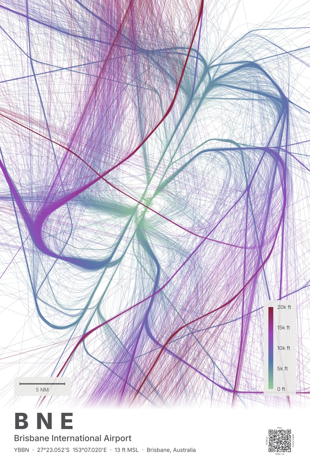 BNE flight path map — Prism theme · Light