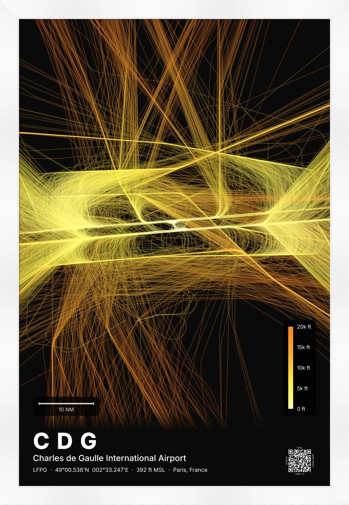 CDG flight path map — Solana theme · Dark [material:framed_white]