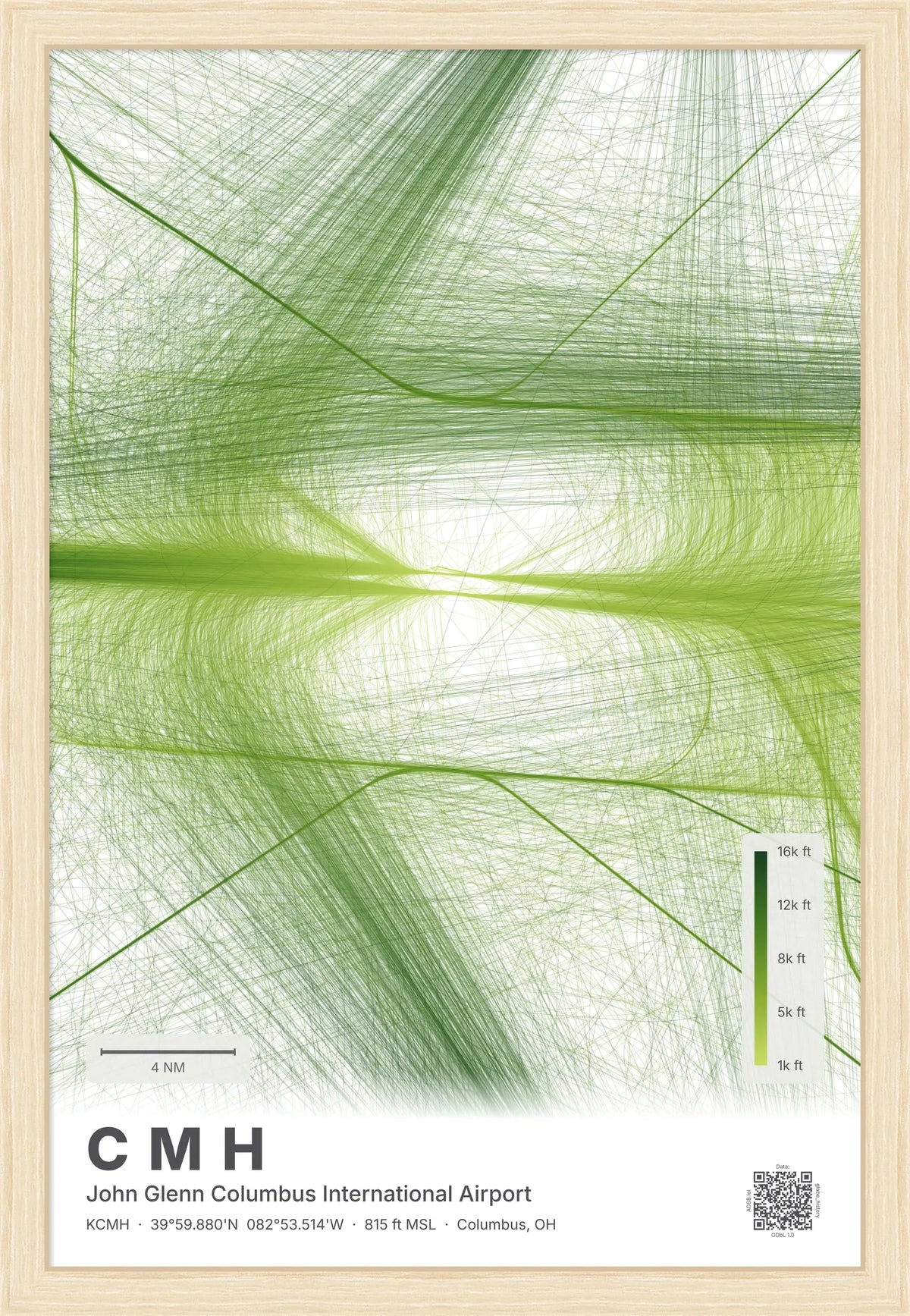 CMH flight path print — Citrus theme · Light [material:framed_natural]