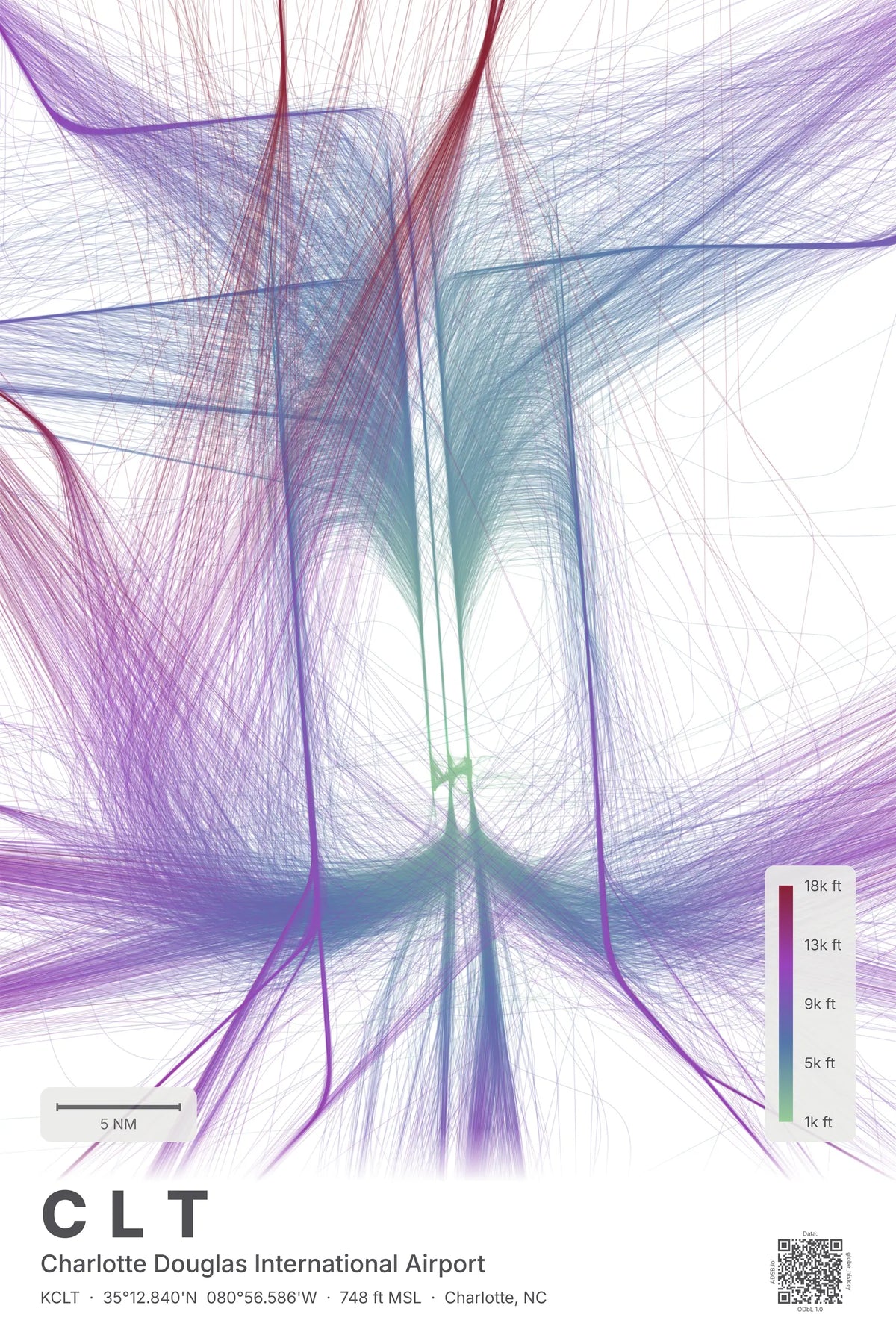 CLT flight path map — Prism theme · Light