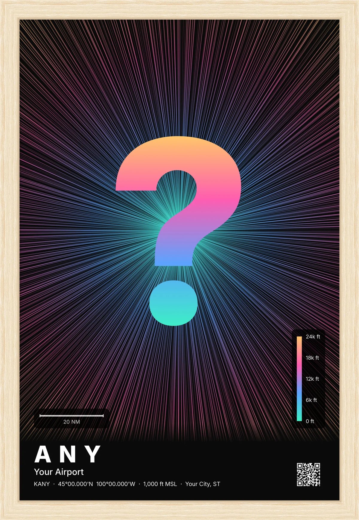Custom airport print — Aurora theme · Dark [material:framed_natural]