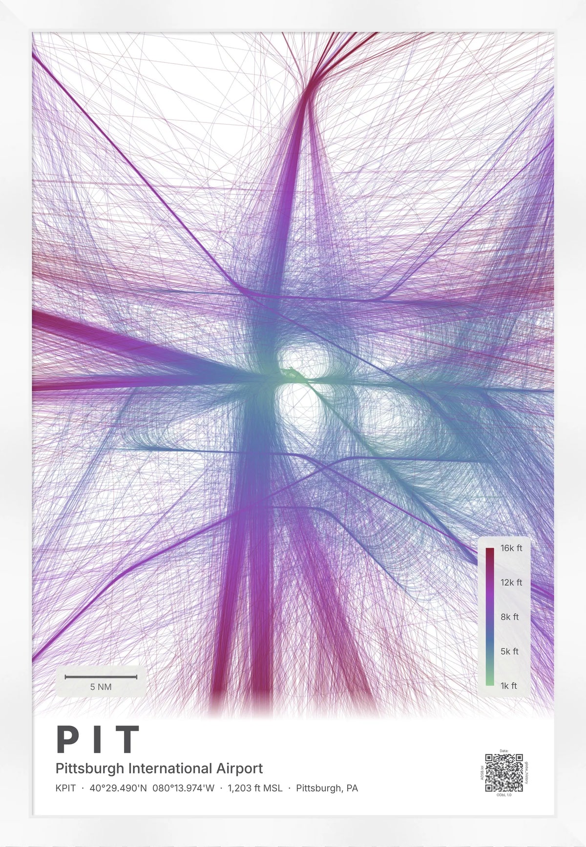 PIT flight path print — Prism theme · Light [material:framed_white]