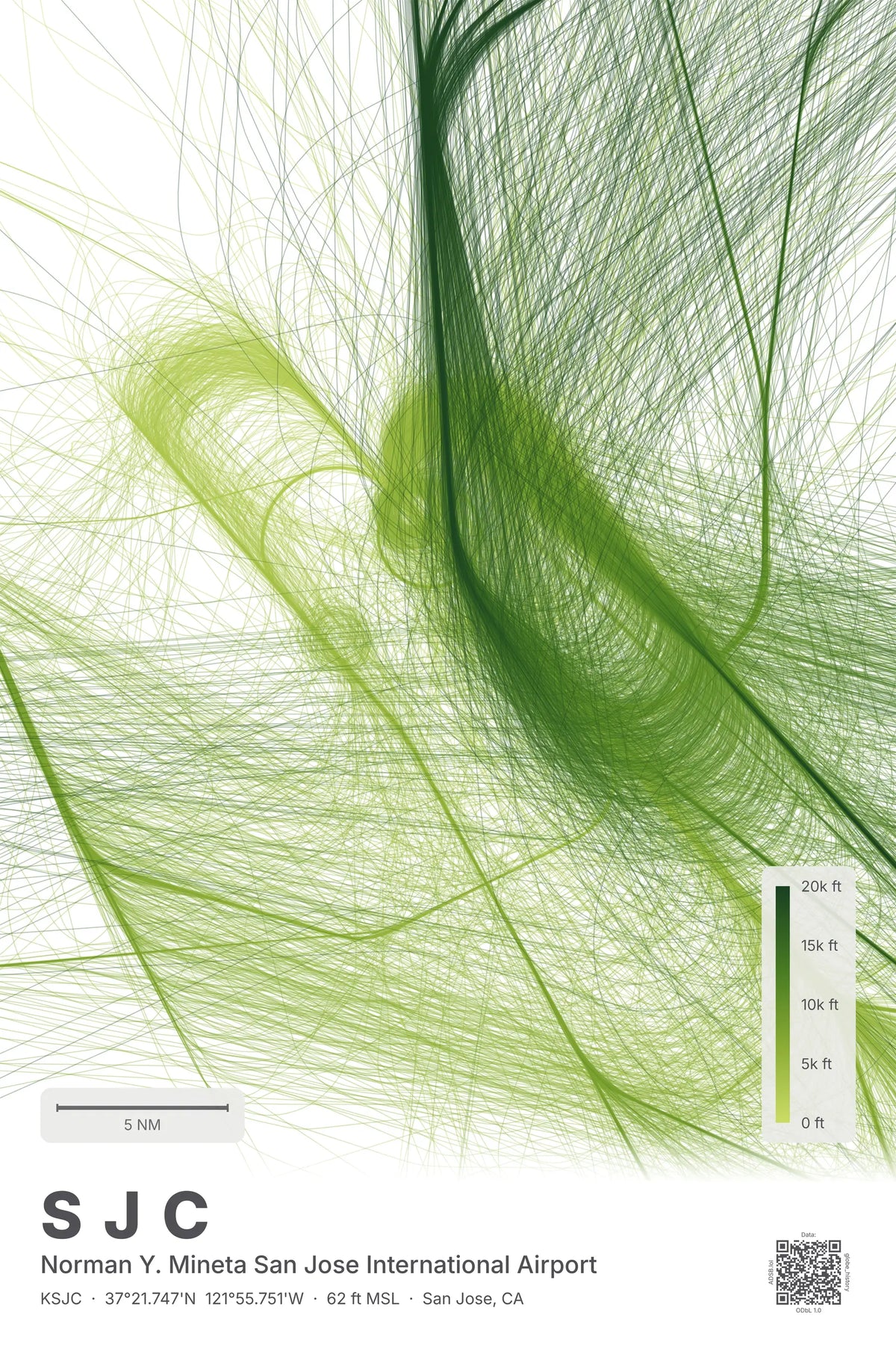 SJC flight path map — Citrus theme · Light