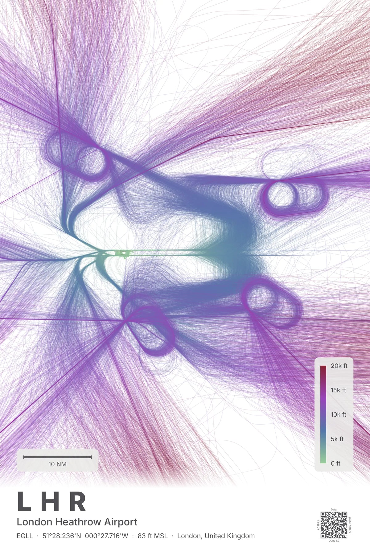 LHR flight path map — Prism theme · Light