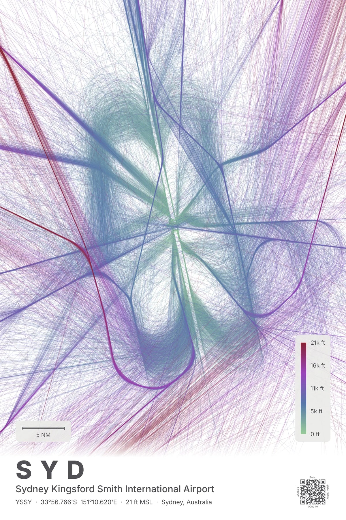 SYD flight path map — Prism theme · Light