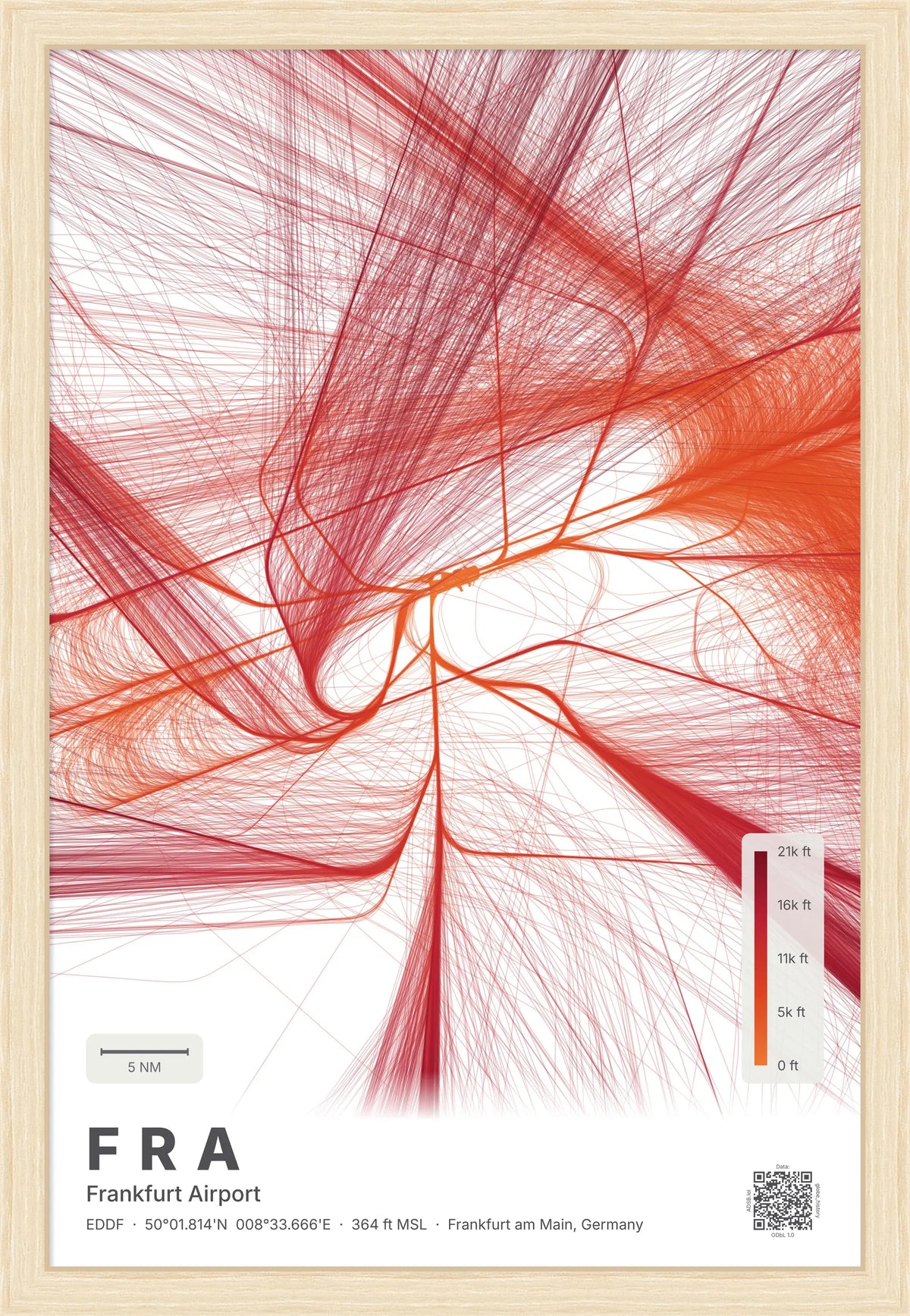 FRA flight path map — Inferno theme · Light [material:framed_natural]