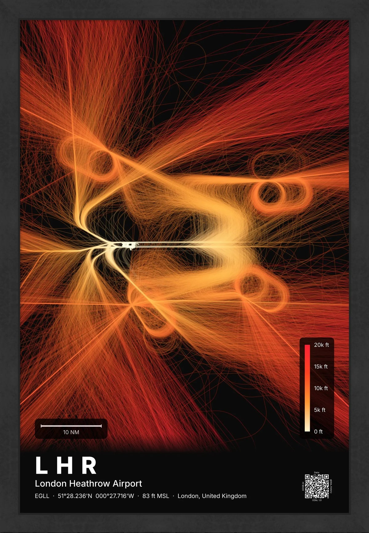 LHR flight path map — Inferno theme · Dark [material:framed_black]
