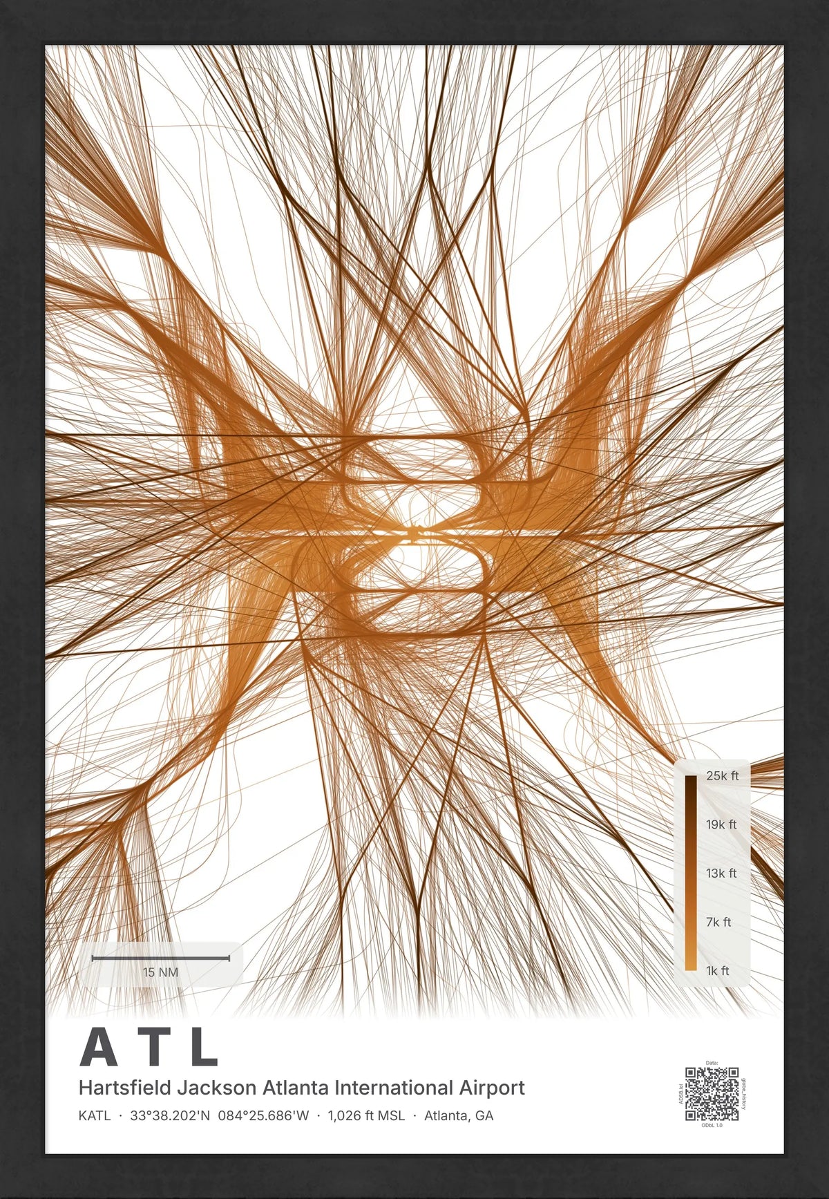 ATL flight path print — Solana theme · Light [material:framed_black]