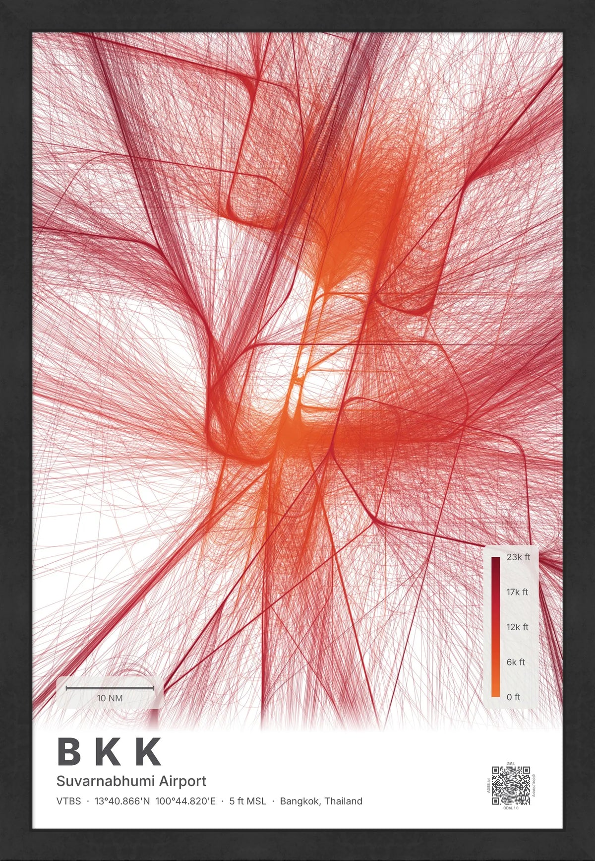 BKK flight path map — Inferno theme · Light [material:framed_black]