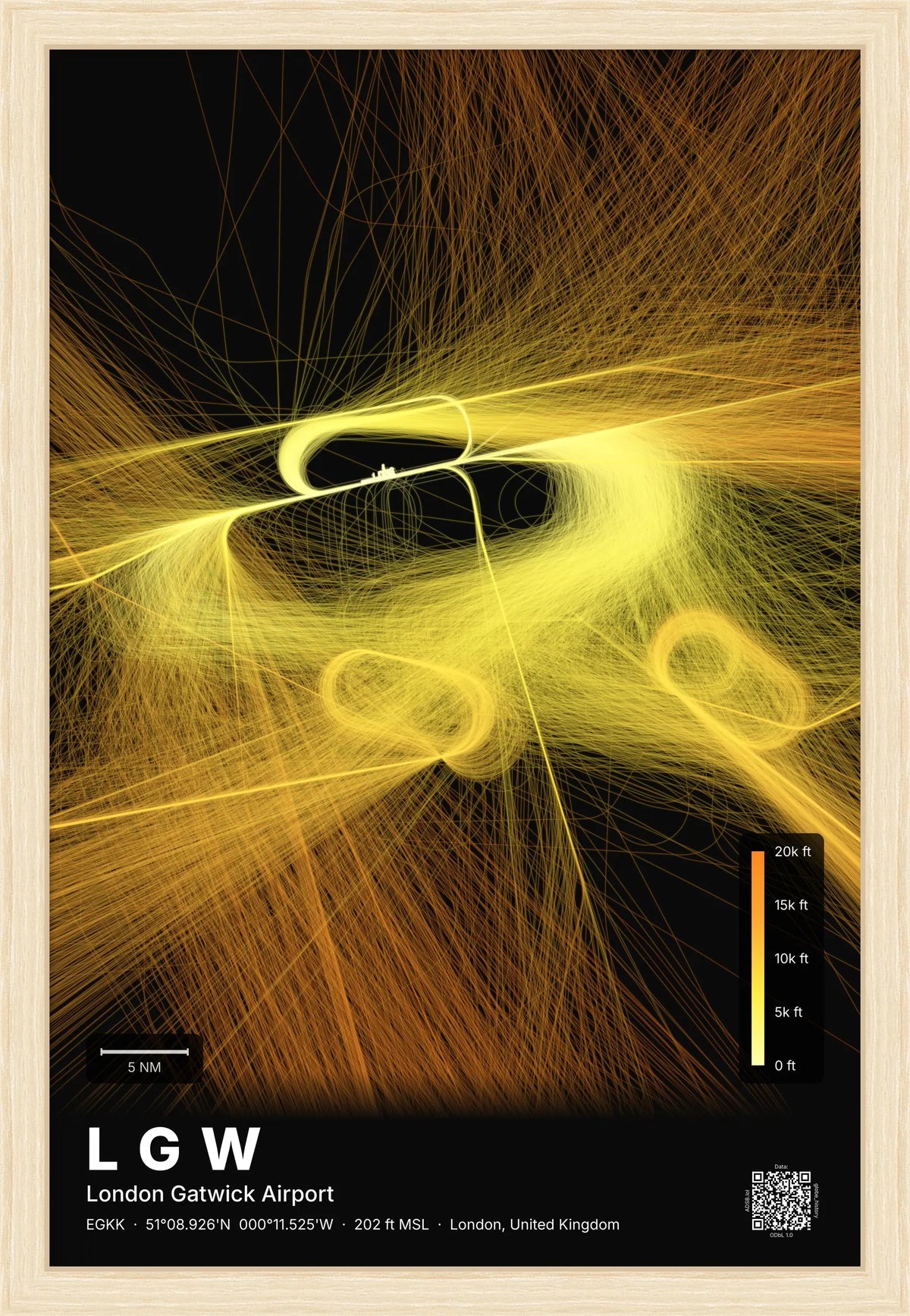 LGW flight path map — Solana theme · Dark [material:framed_natural]