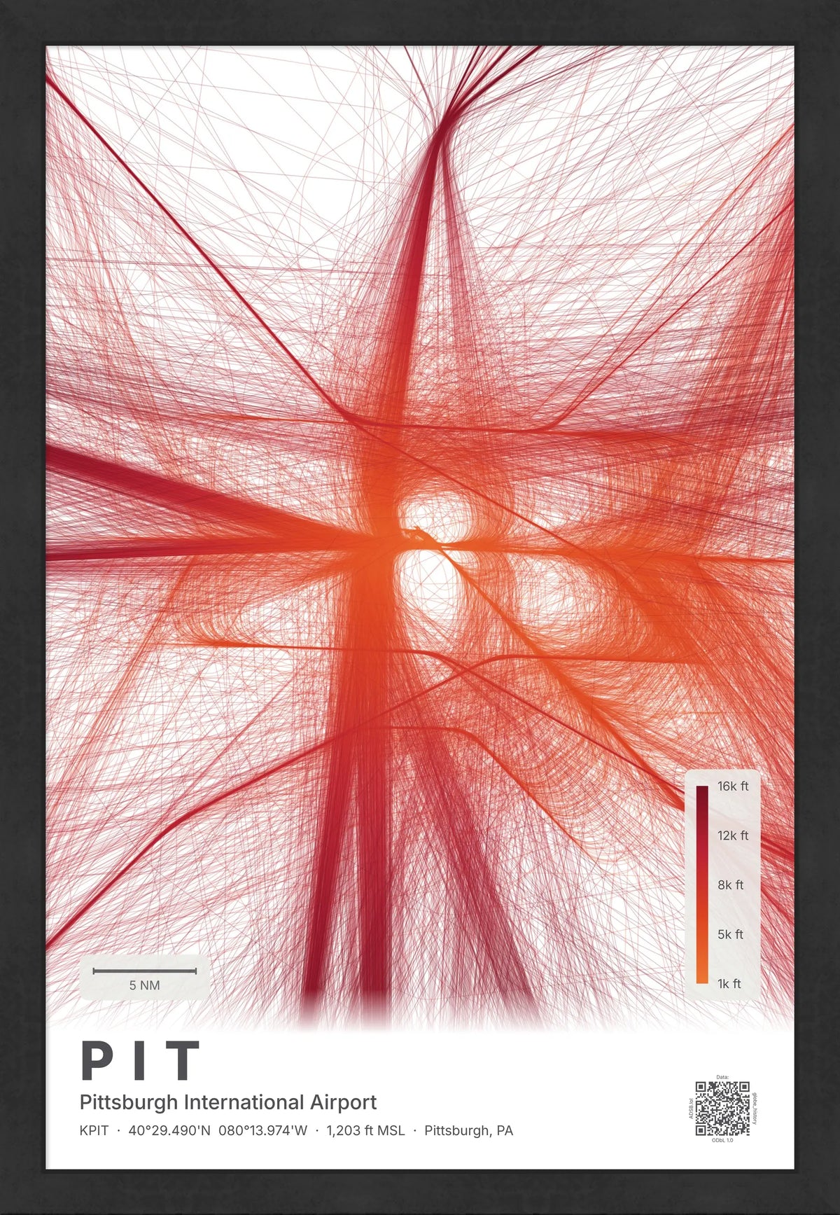 PIT flight path print — Inferno theme · Light [material:framed_black]