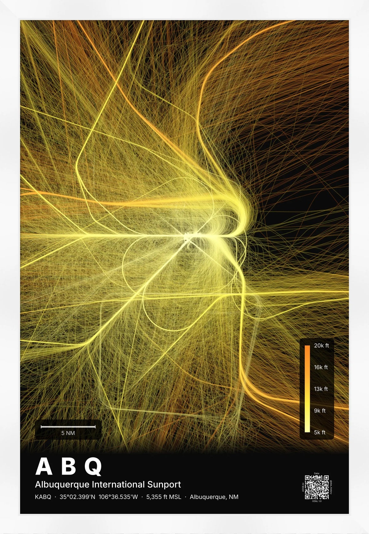 ABQ flight path map — Solana theme · Dark [material:framed_white]