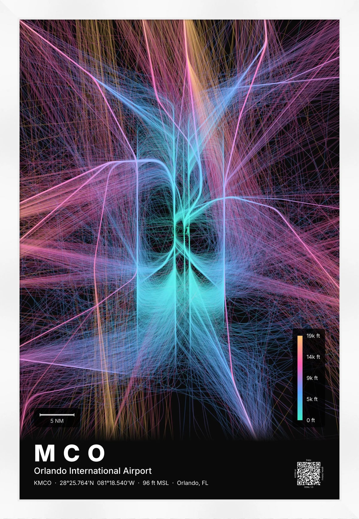 MCO flight path map — Aurora theme · Dark [material:framed_white]