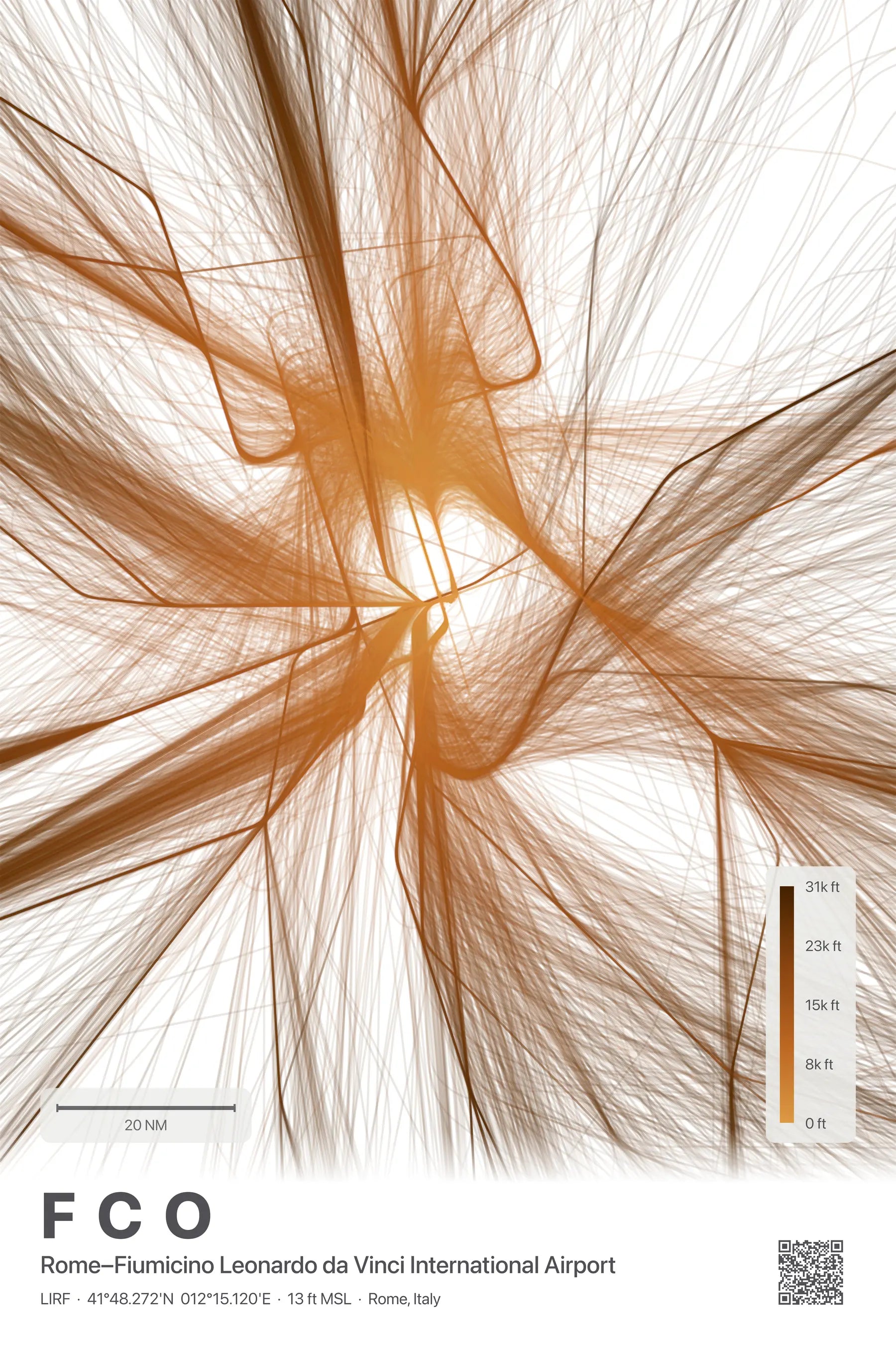 FCO flight path print — Solana theme · Light
