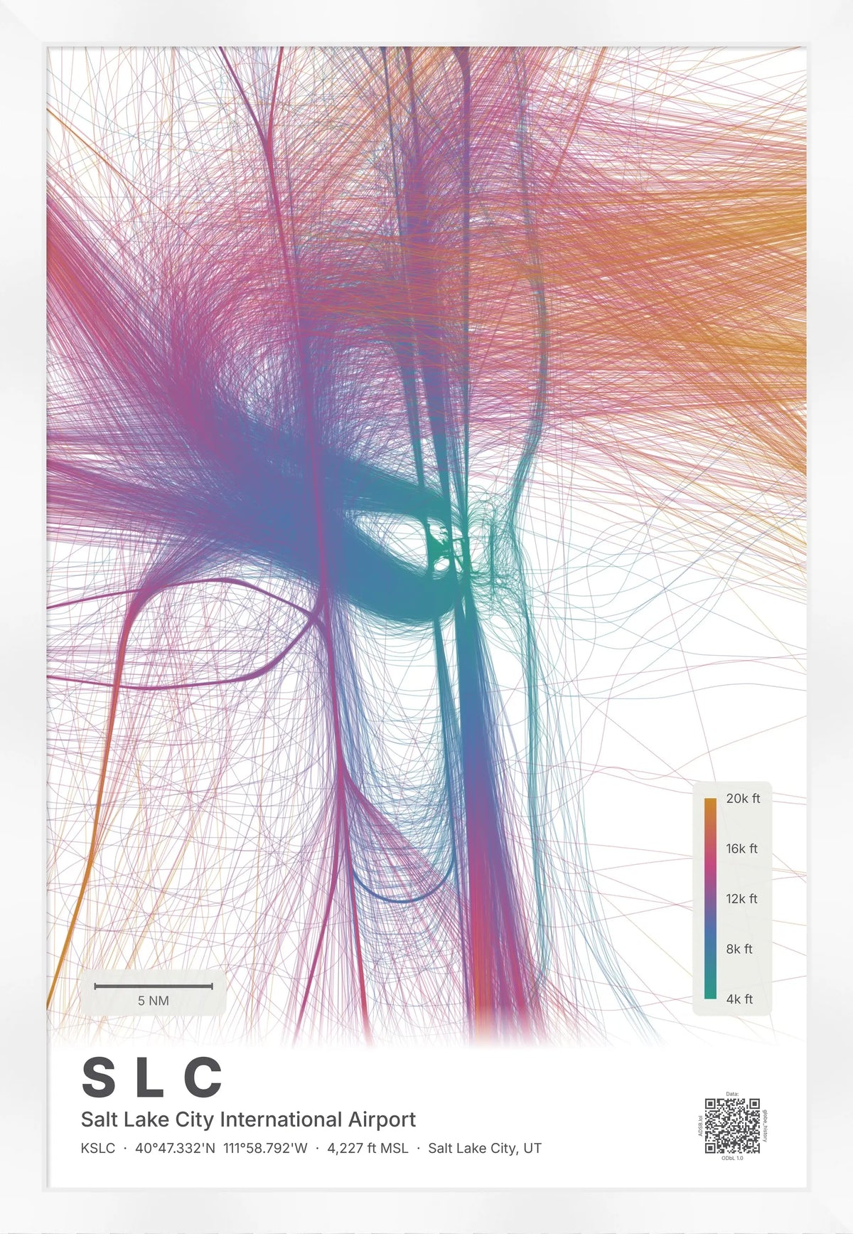 SLC flight path print — Aurora theme · Light [material:framed_white]