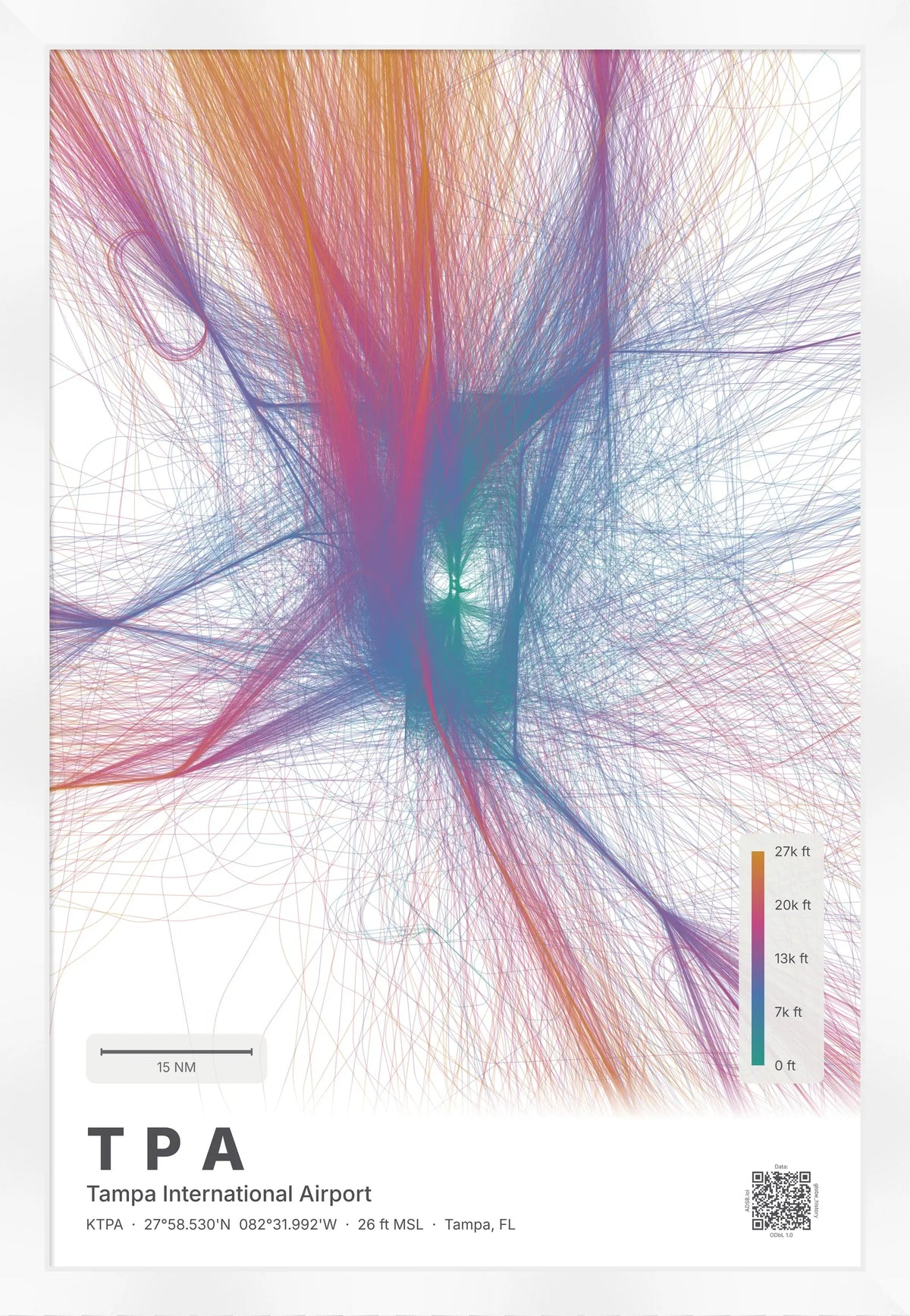 TPA flight path print — Aurora theme · Light [material:framed_white]