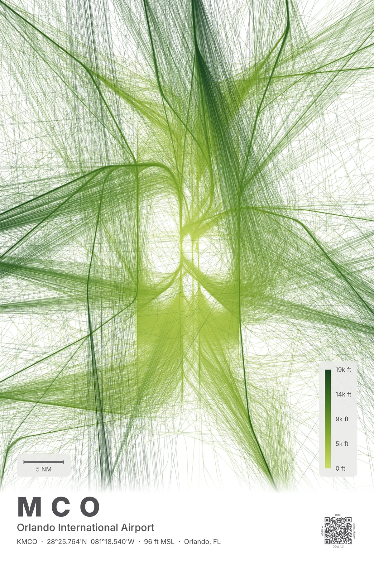 MCO flight path map — Citrus theme · Light