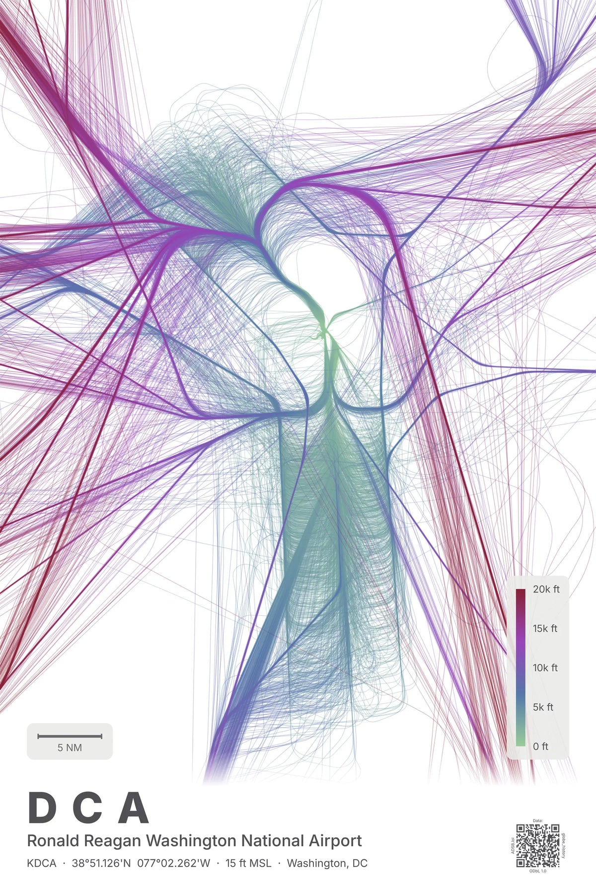 DCA flight path print — Prism theme · Light