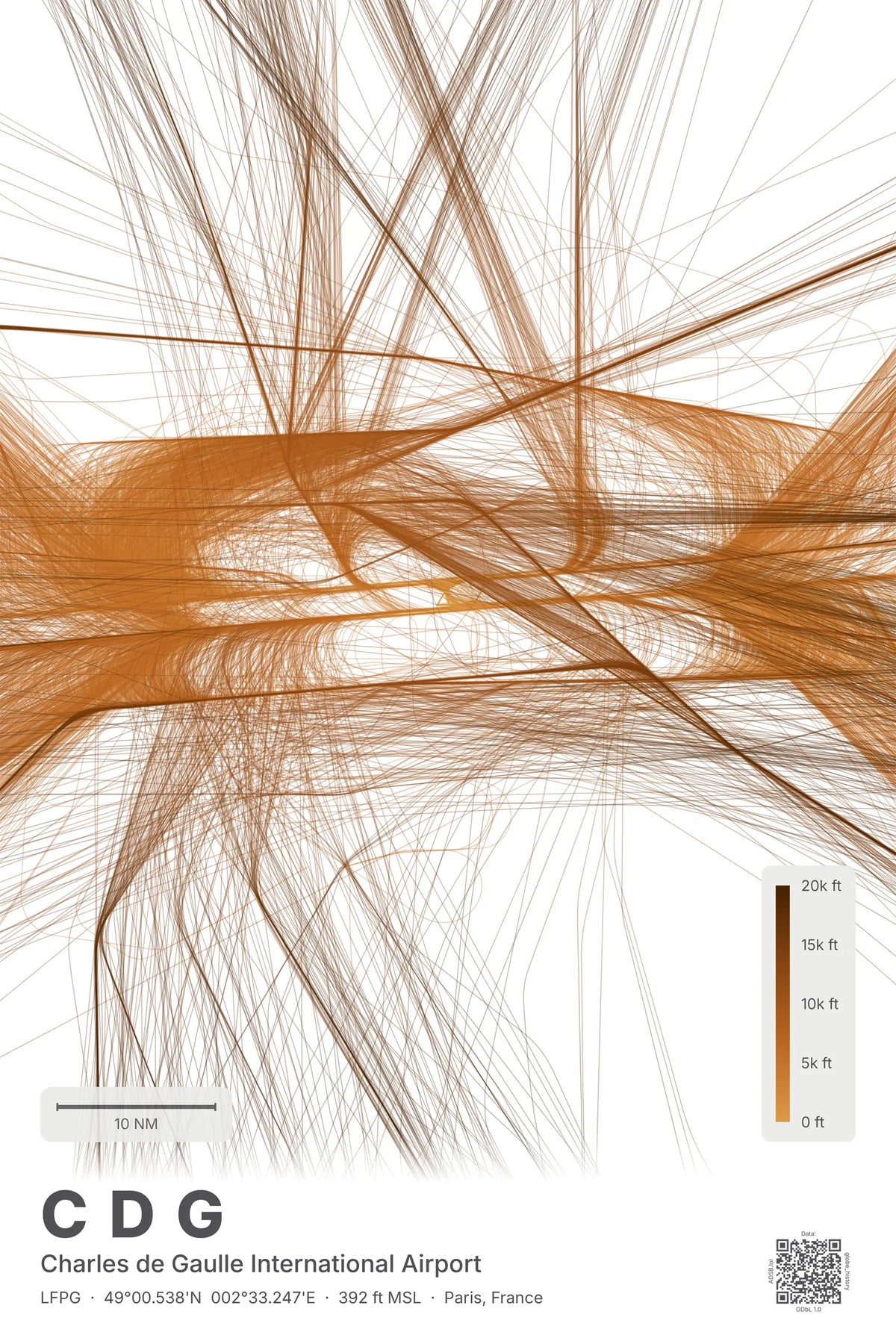 CDG flight path map — Solana theme · Light