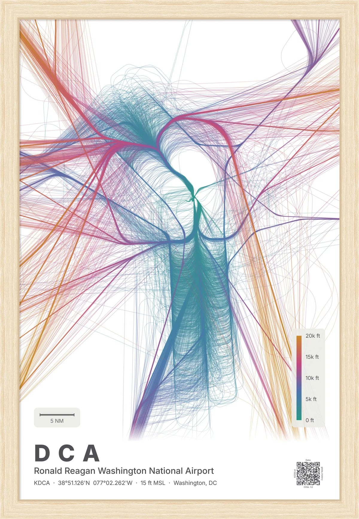 DCA flight path print — Aurora theme · Light [material:framed_natural]