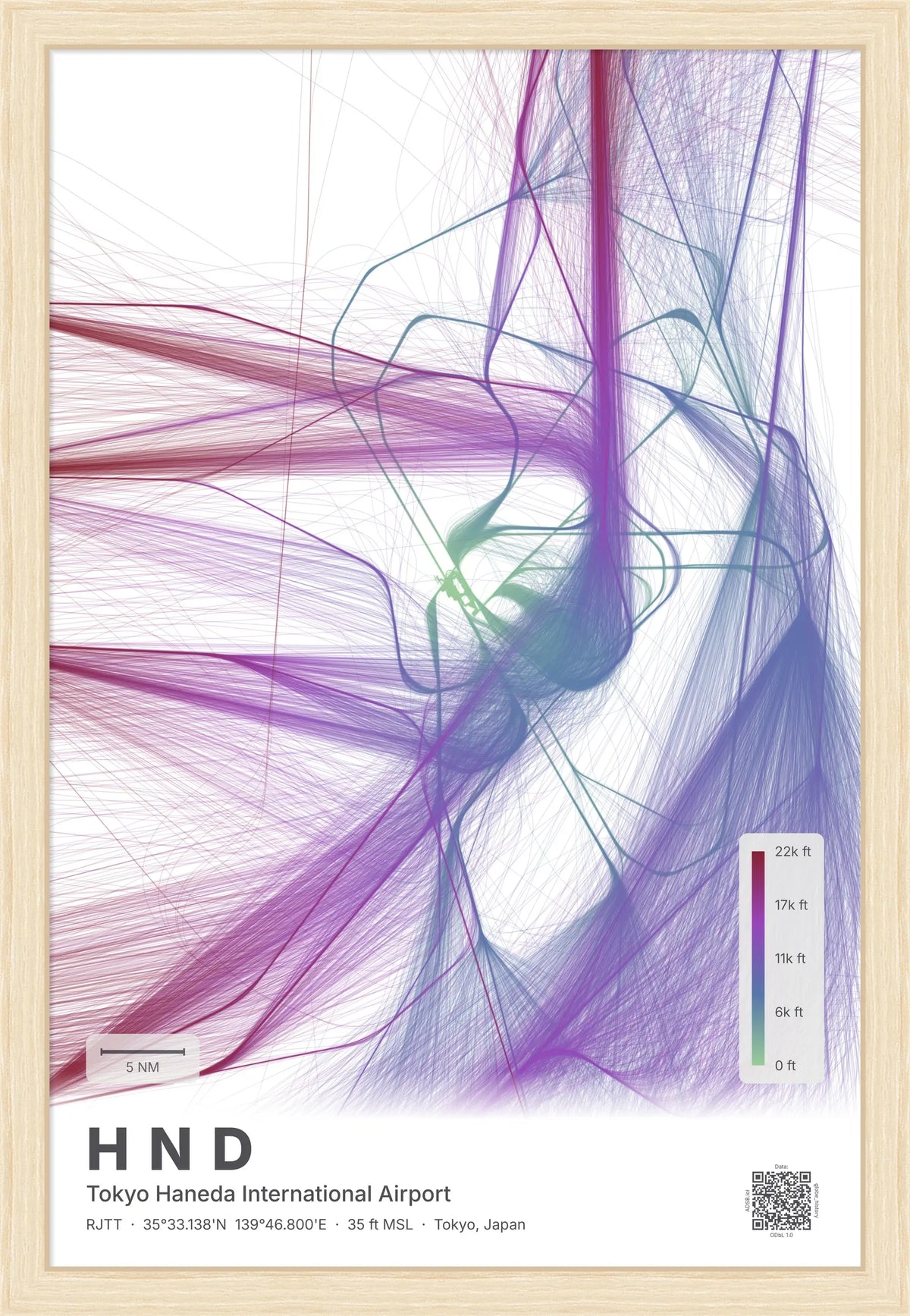 HND flight path map — Prism theme · Light [material:framed_natural]
