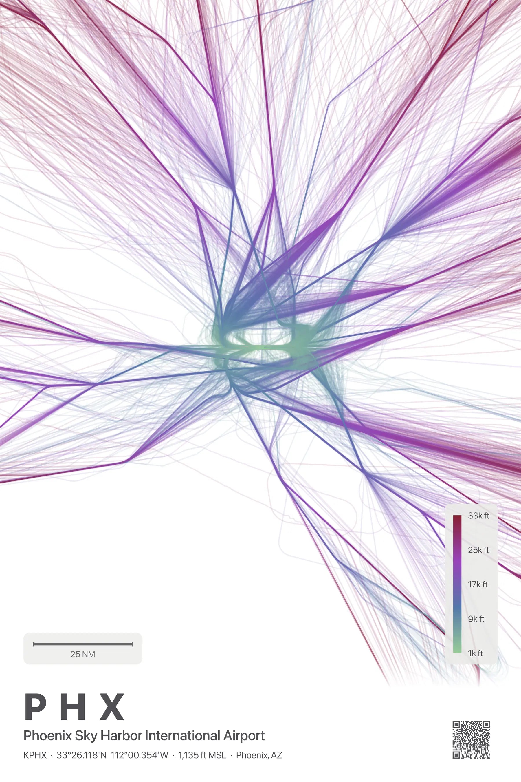PHX flight path print — Prism theme · Light